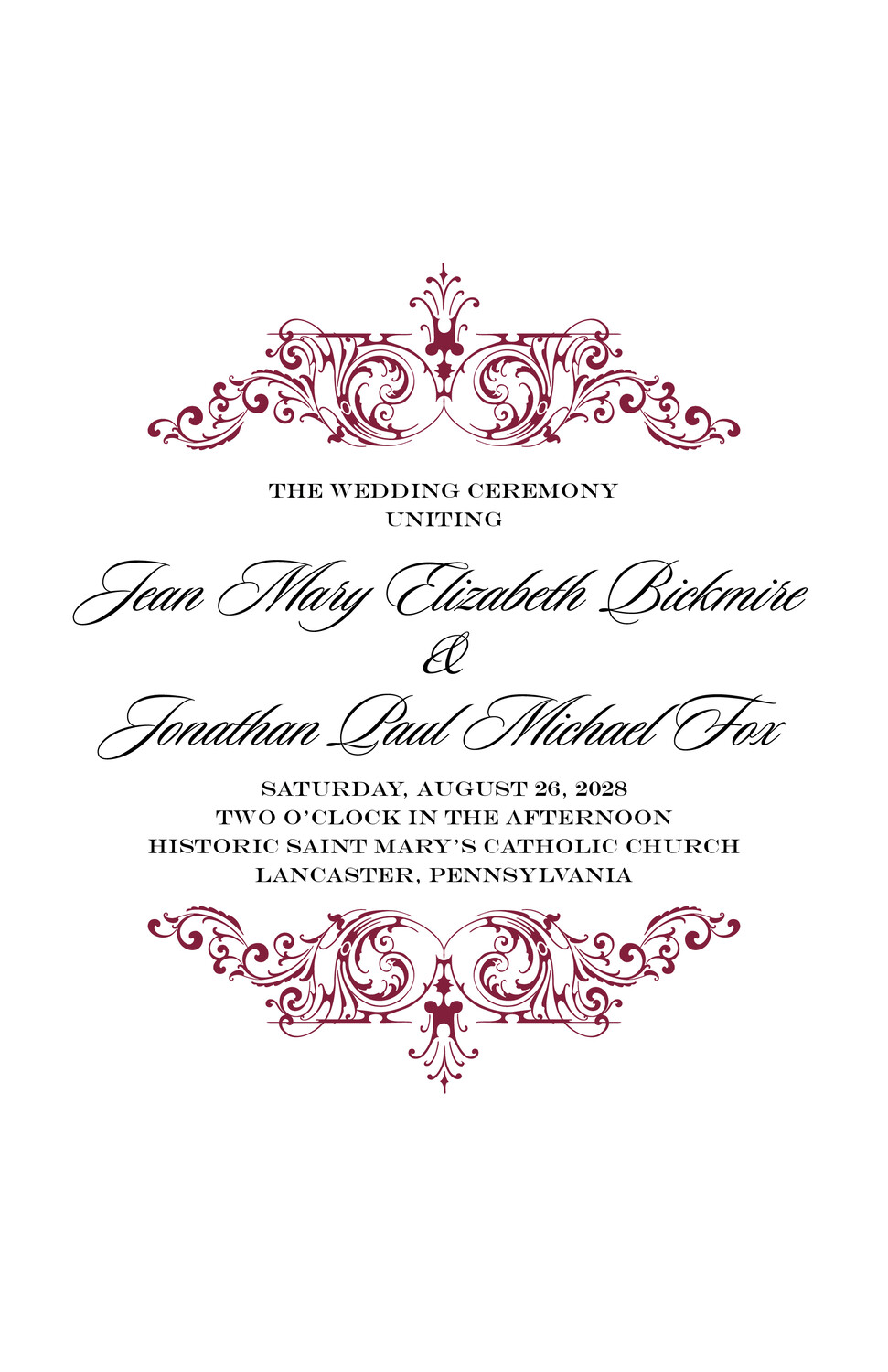 Song Contemporary and Classic Wedding Programs