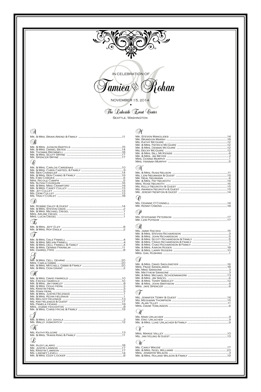 Accordion Contemporary and Classic Wedding Seating Charts