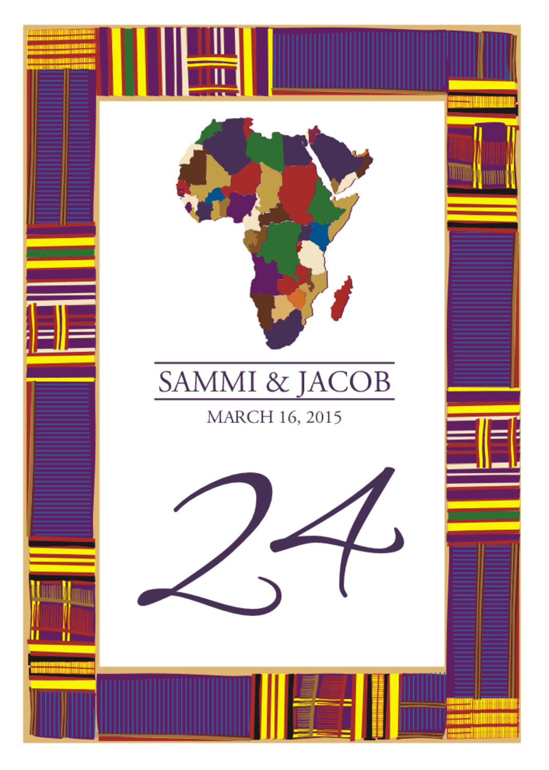 Ashanti Kente Cloth African Inspired Table Numbers