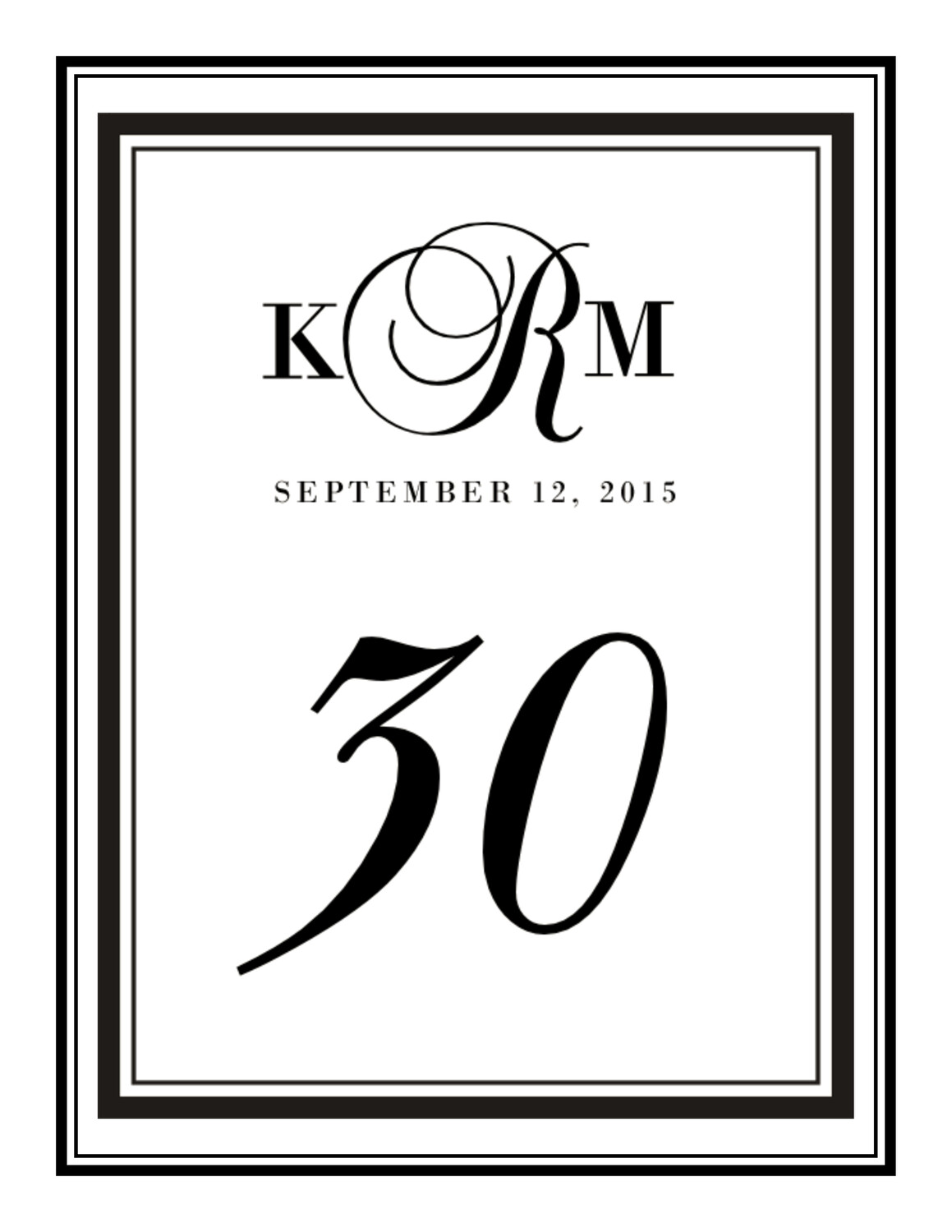 Bailly Monogram 04 Contemporary and Classic Table Numbers