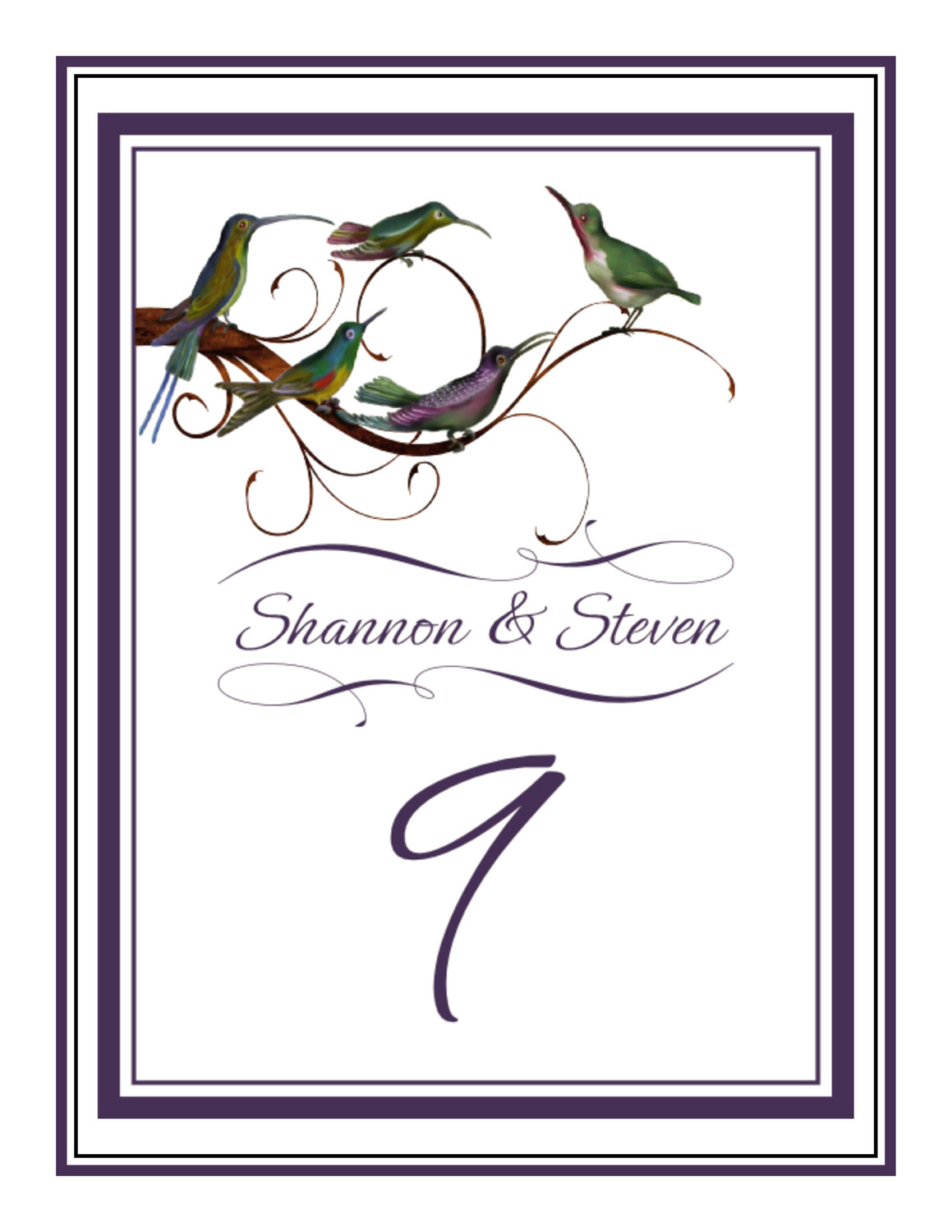 Birdz Family Birds and Butterflies Table Numbers