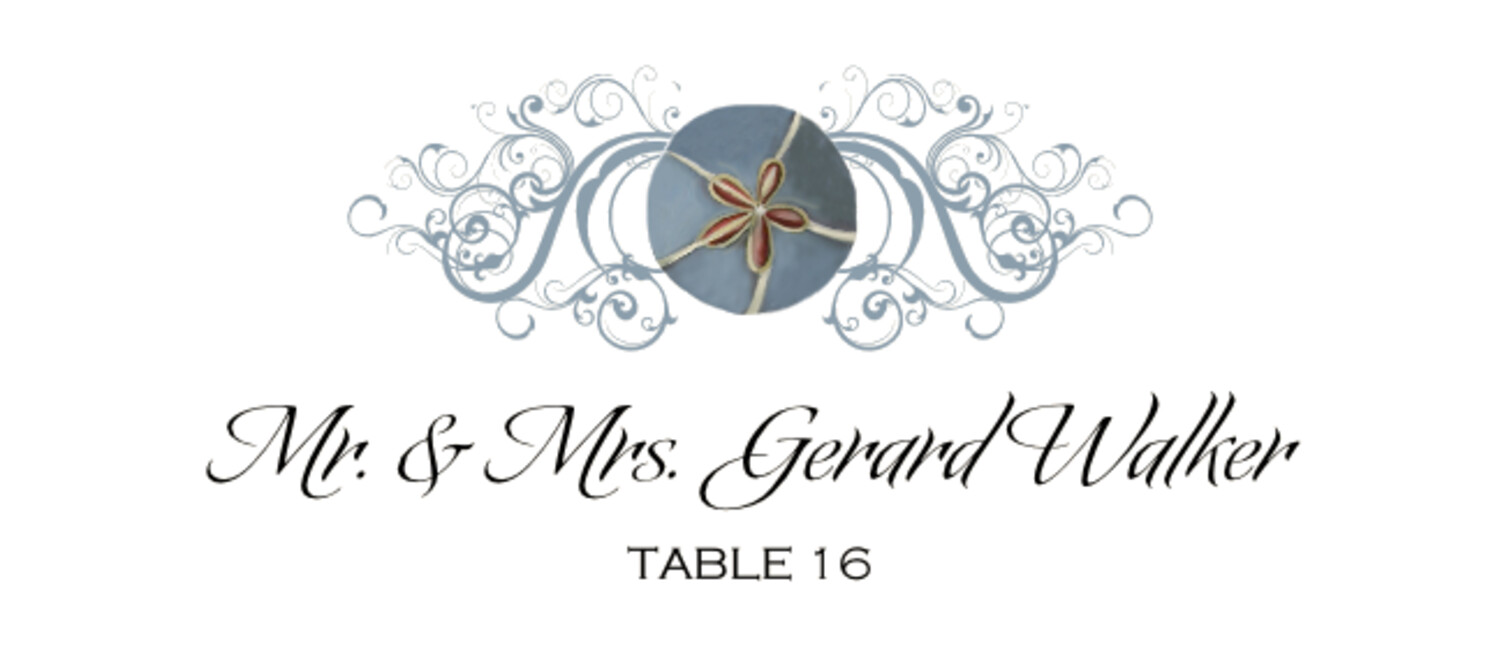Blue Sand Dollar Beach, Seashell, and Fish Place Cards