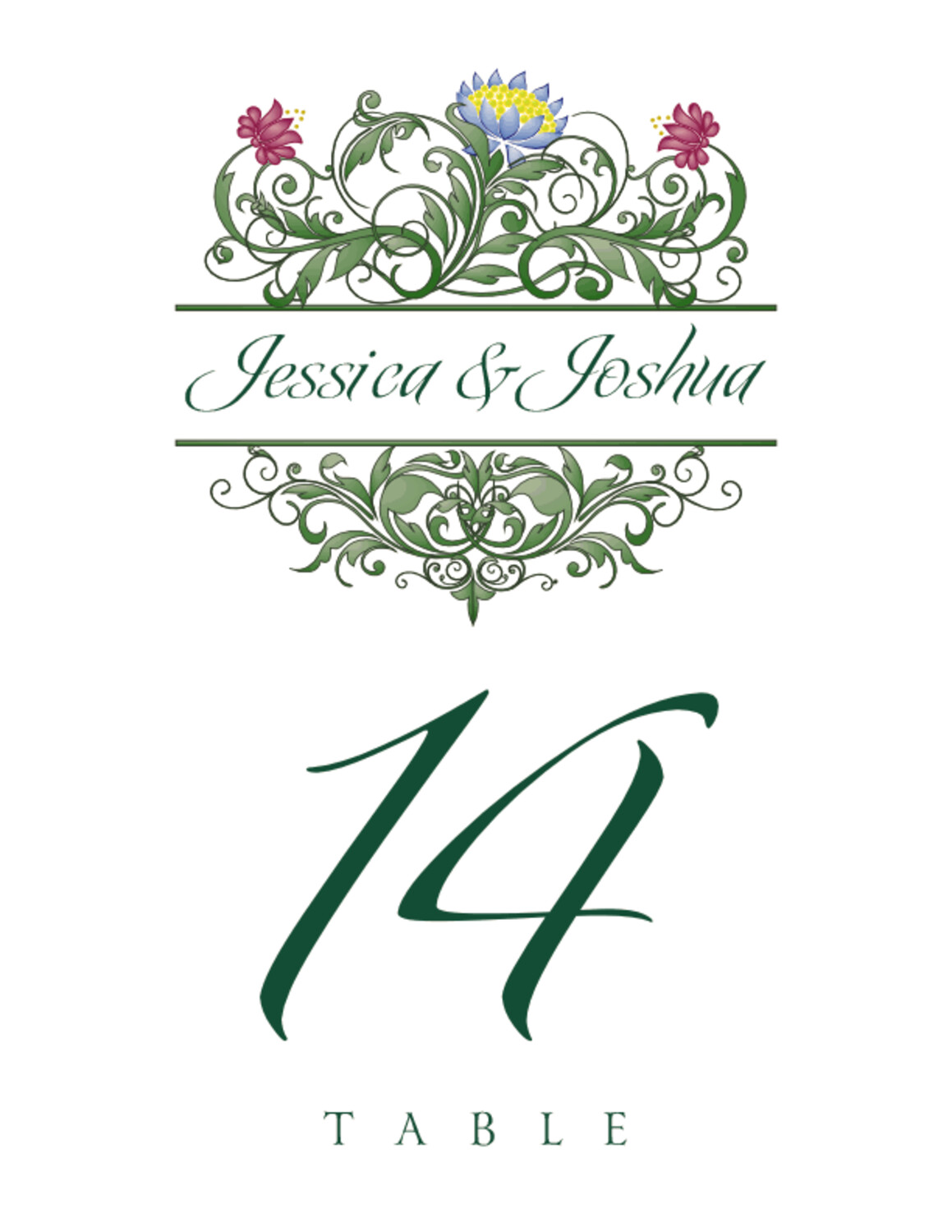 Moon Bloom Contemporary and Classic Table Numbers