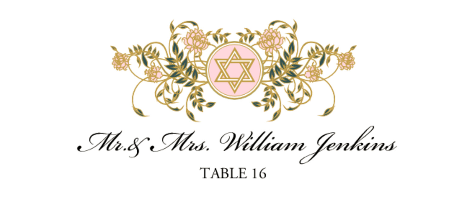 Colorful Shield of David Wedding Place Cards and Escort Cards