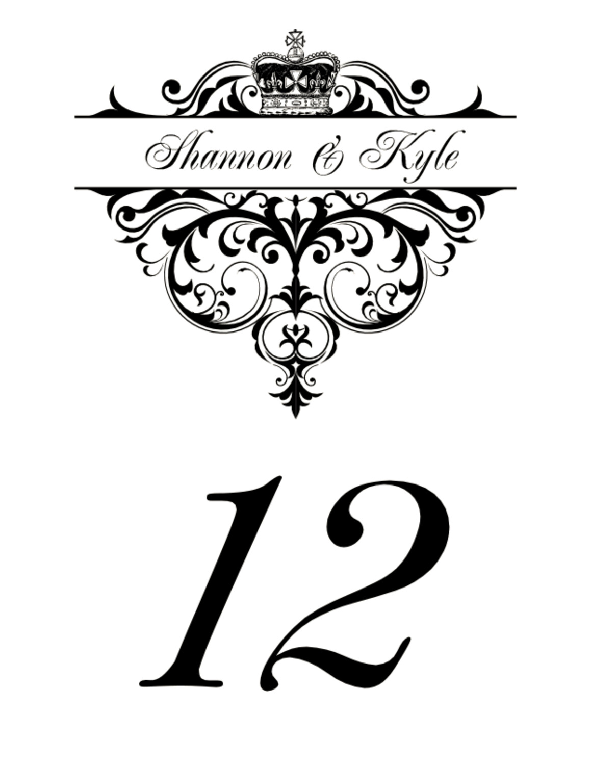 Crowned Contemporary and Classic Table Numbers