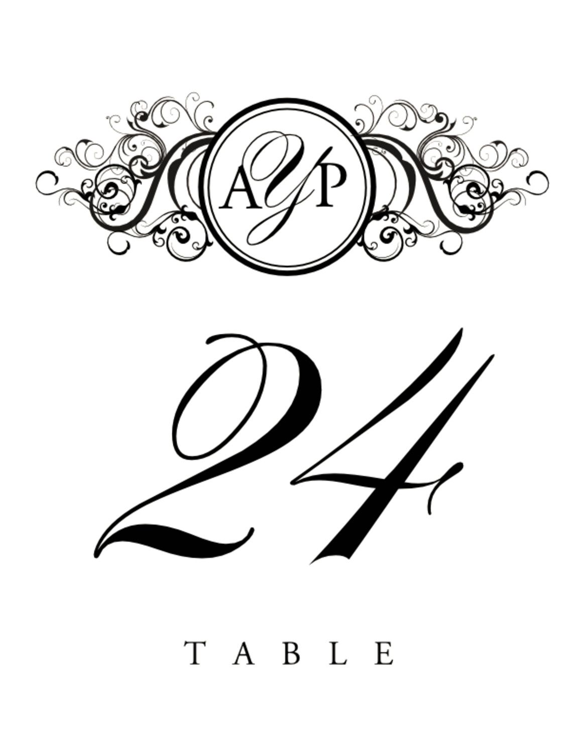Curly Sue Contemporary and Classic Table Numbers
