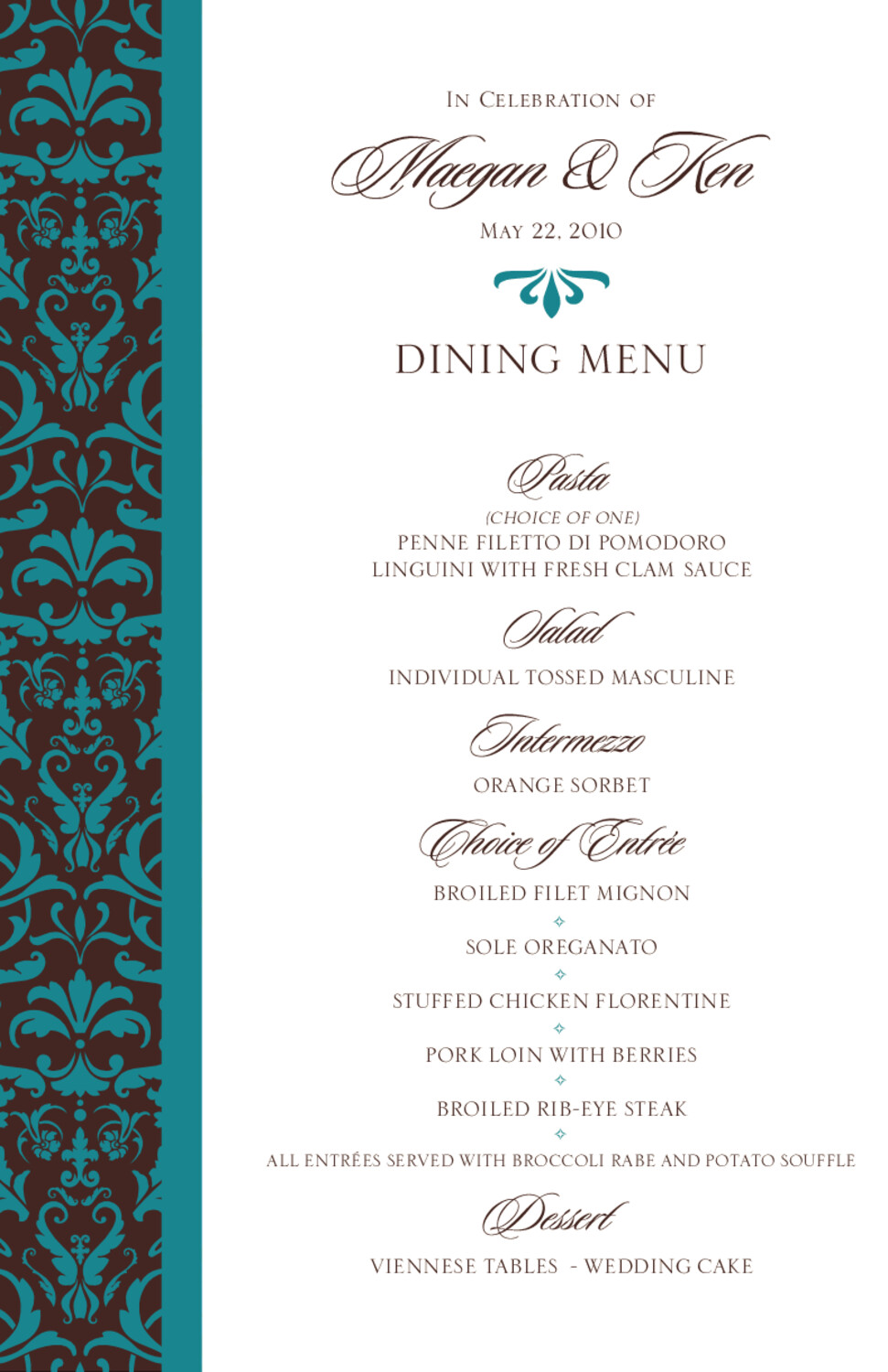 Daily Damask Contemporary and Classic Menus