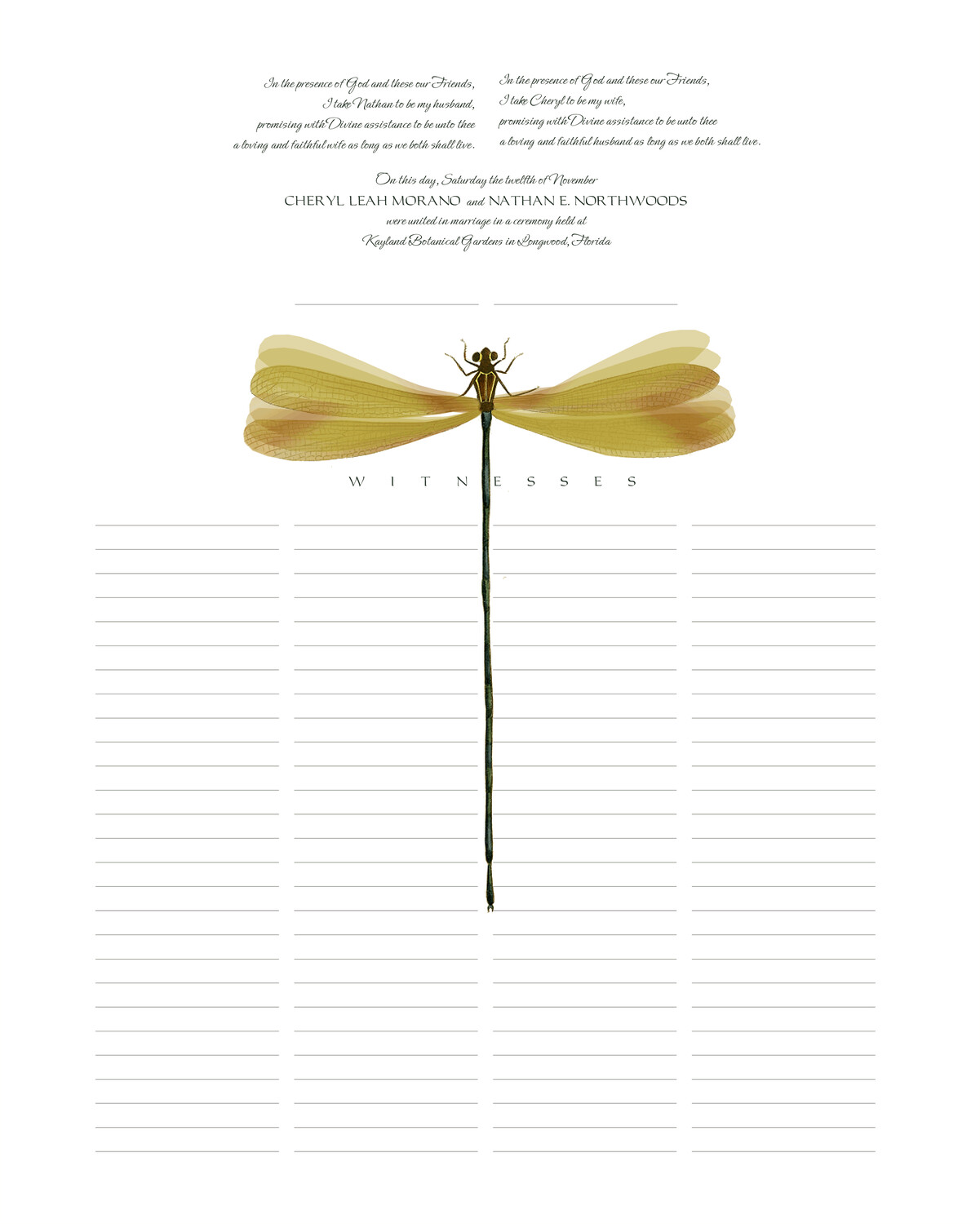 Dragonfly Wings Birds and Butterflies Wedding Certificates