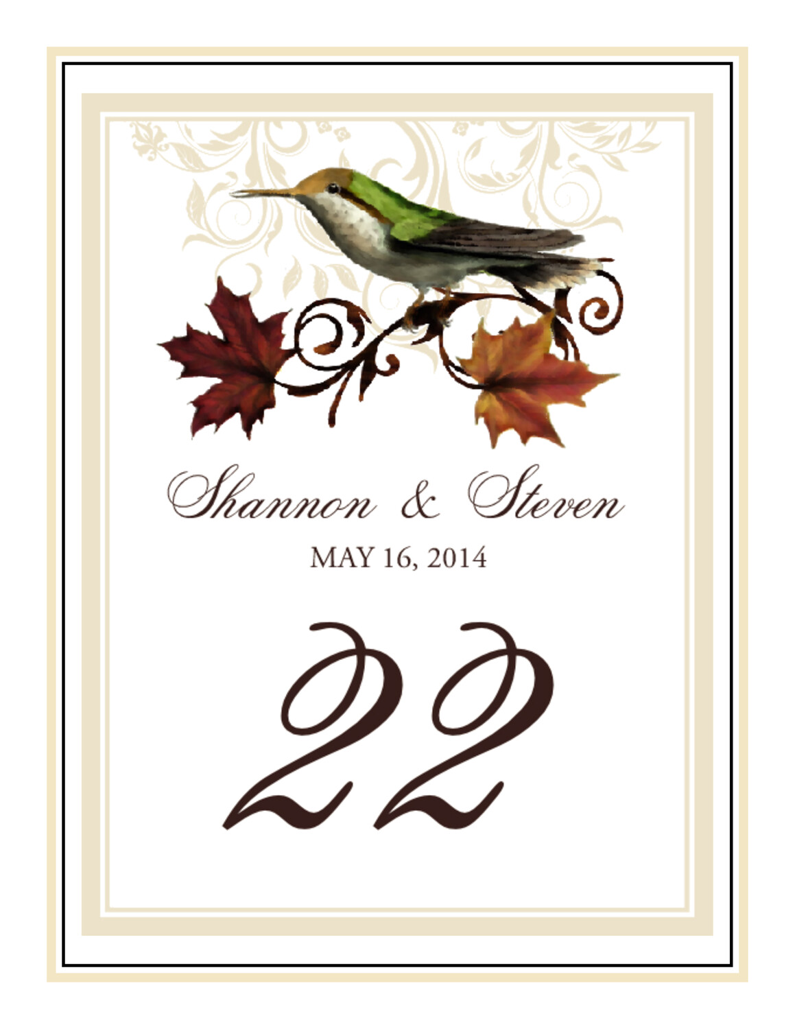 Fall Indy Autumn and Fall Leaves Table Numbers