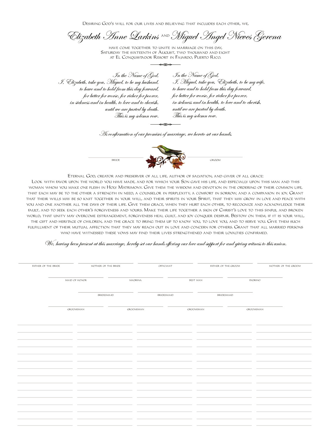 Fall Indy Autumn Leaves Wedding Certificates