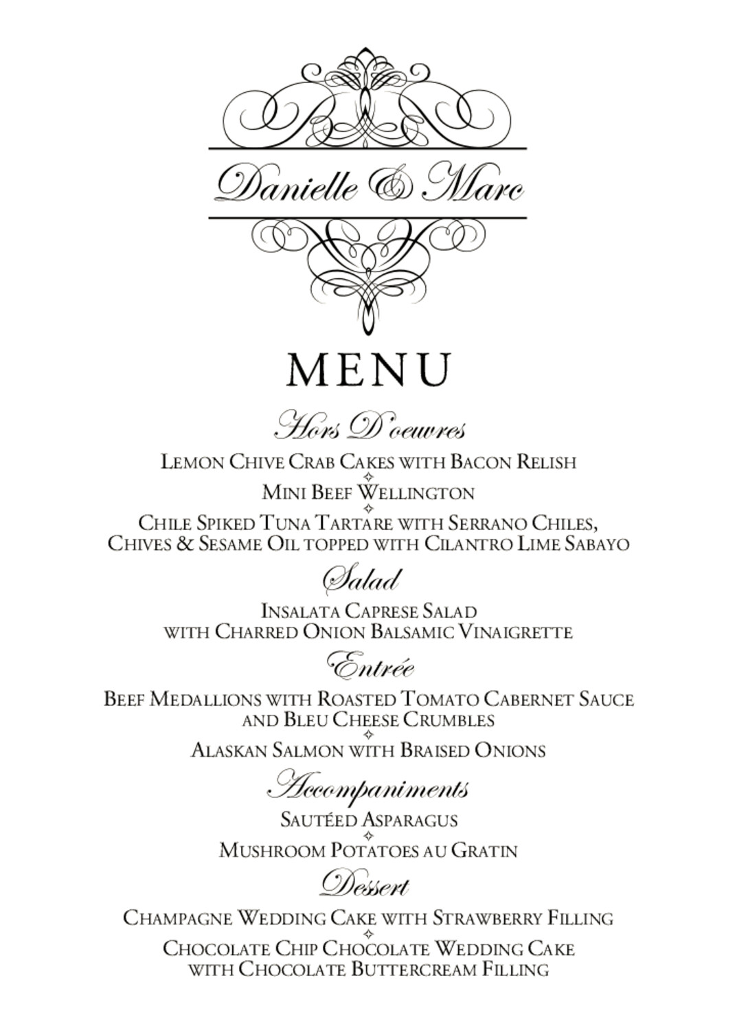 Flourish Monogram 01 Contemporary and Classic Menus