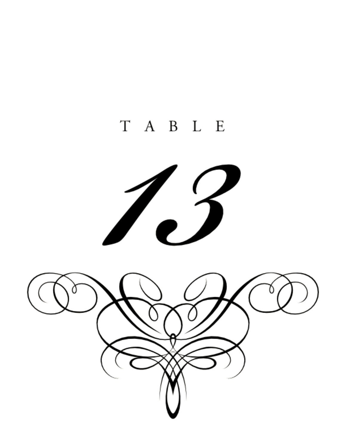 Flourish Monogram 06 Contemporary and Classic Table Numbers