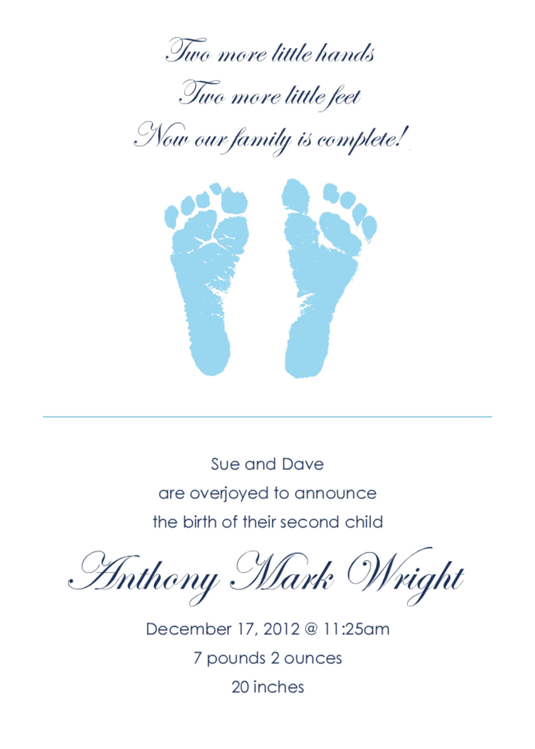 Footprints Birth Announcements