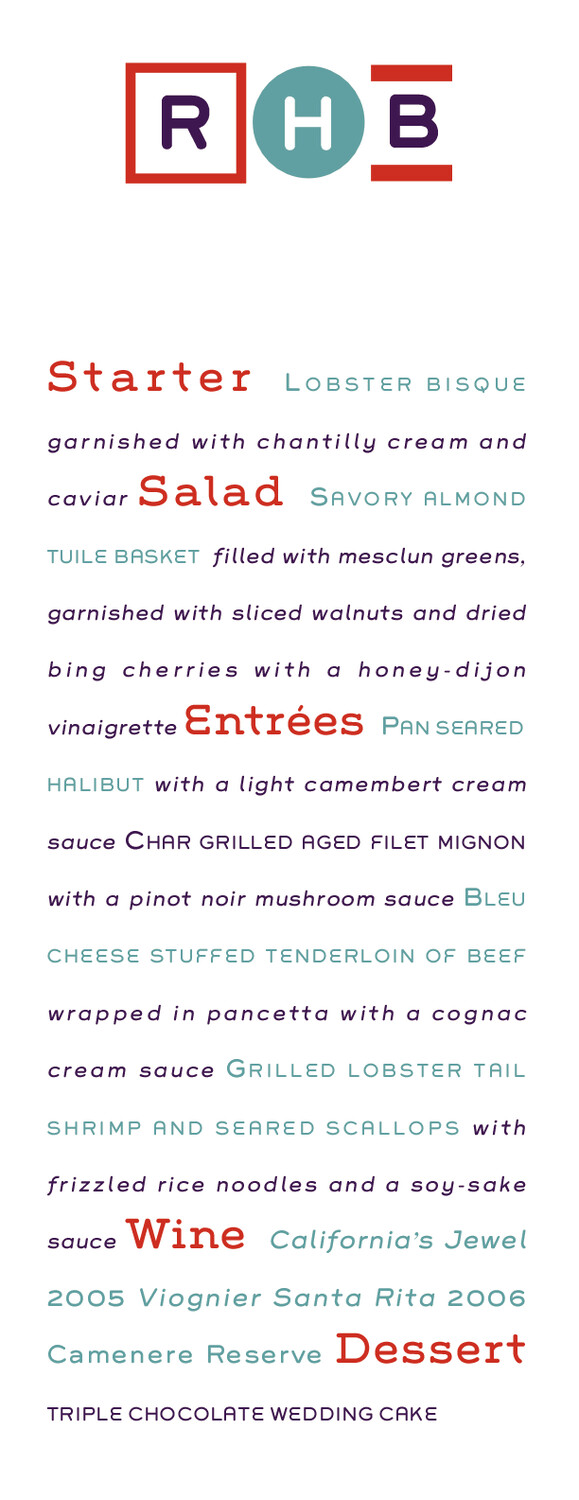 Contemporary Monogram 19 Contemporary and Classic Menus
