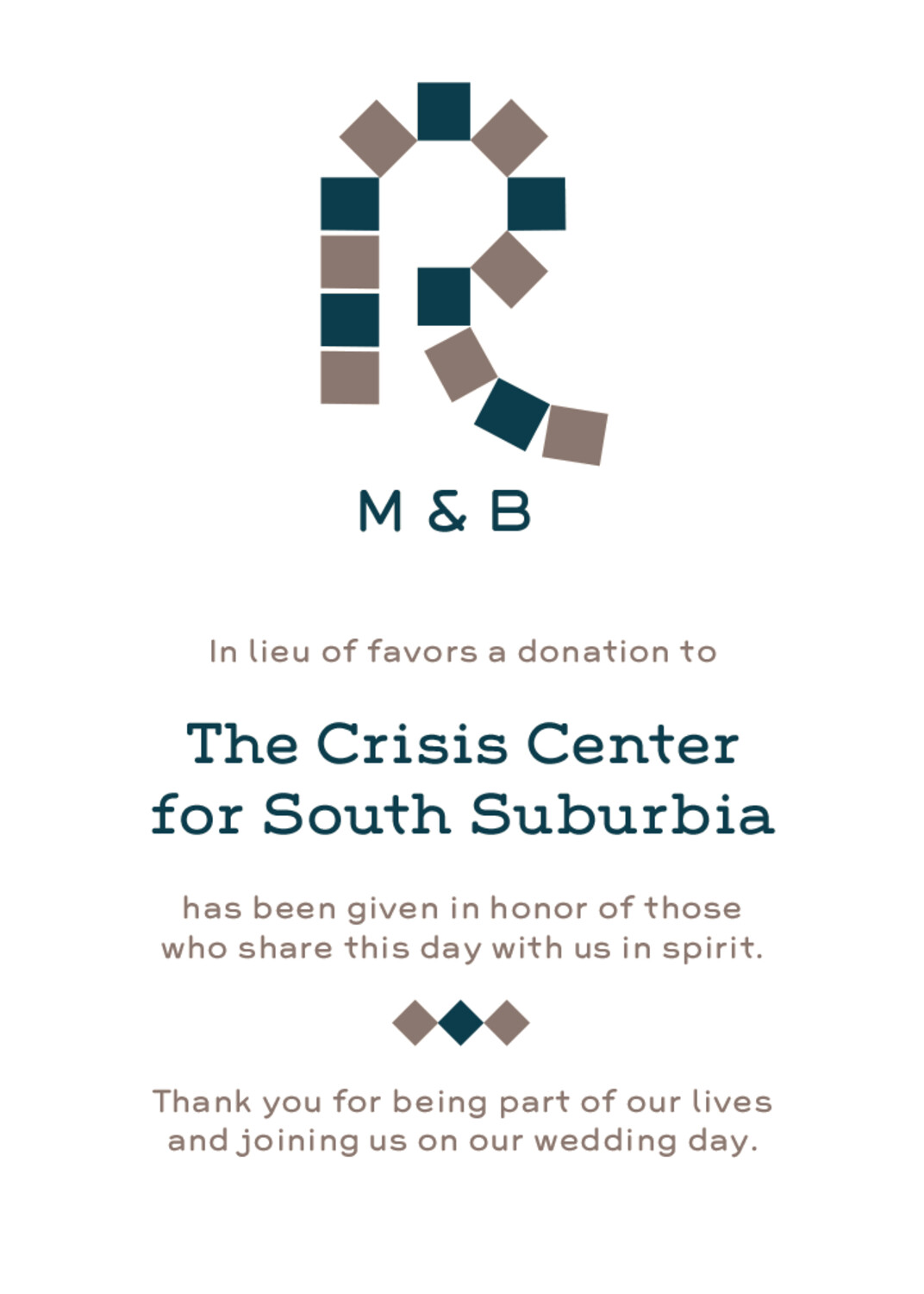 Contemporary Monogram 44 Contemporary and Classic Donation Cards