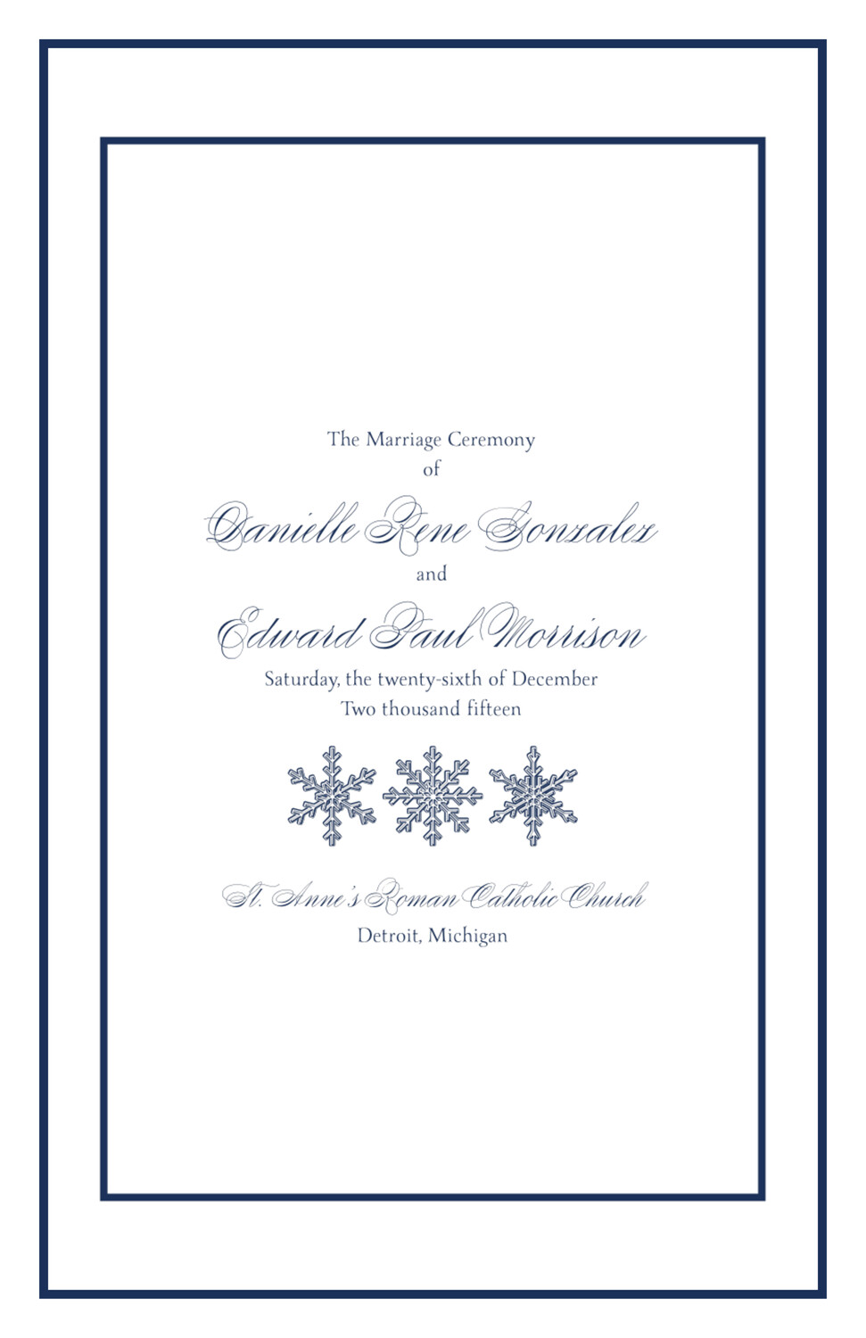 Snowflake Drawings Pattern Winter and Holiday Wedding Programs