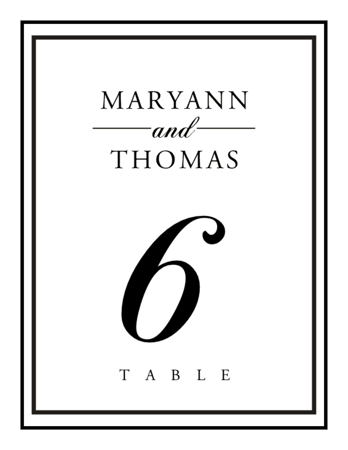 Homecoming Contemporary and Classic Table Numbers