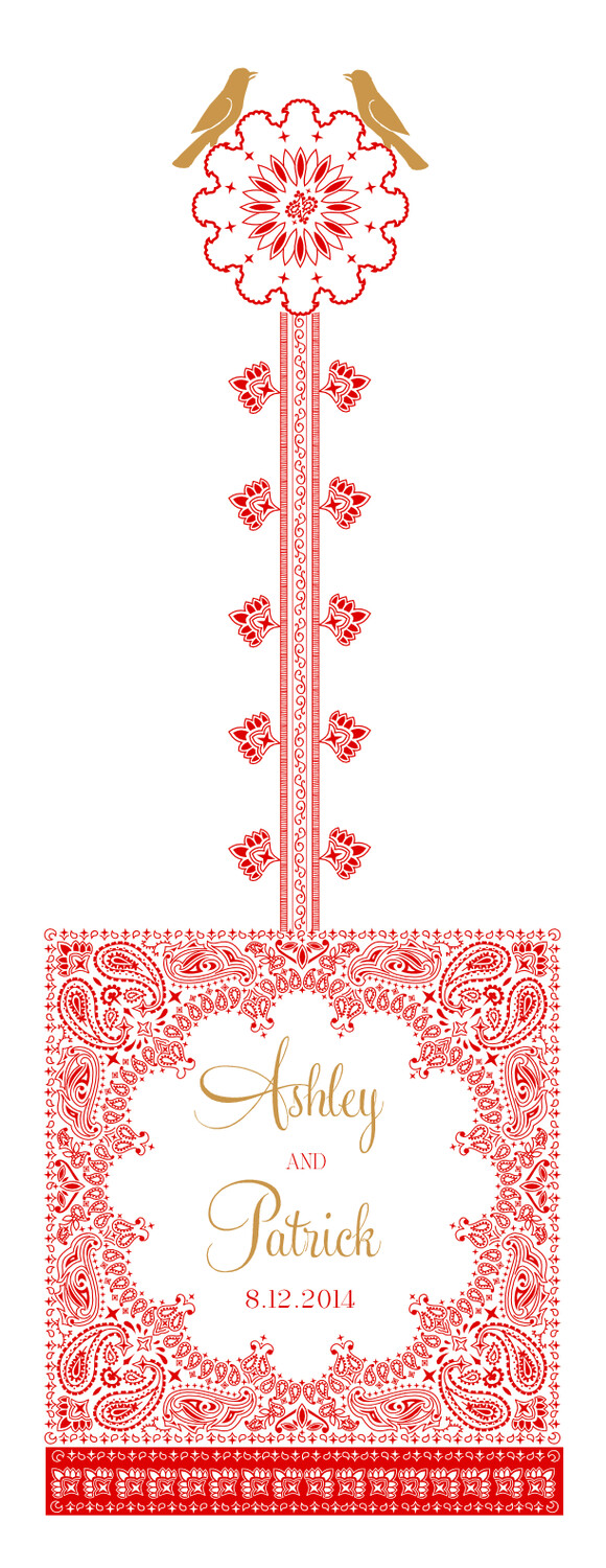 Paisly Bandana Flower Indian/Hindu Wedding Programs