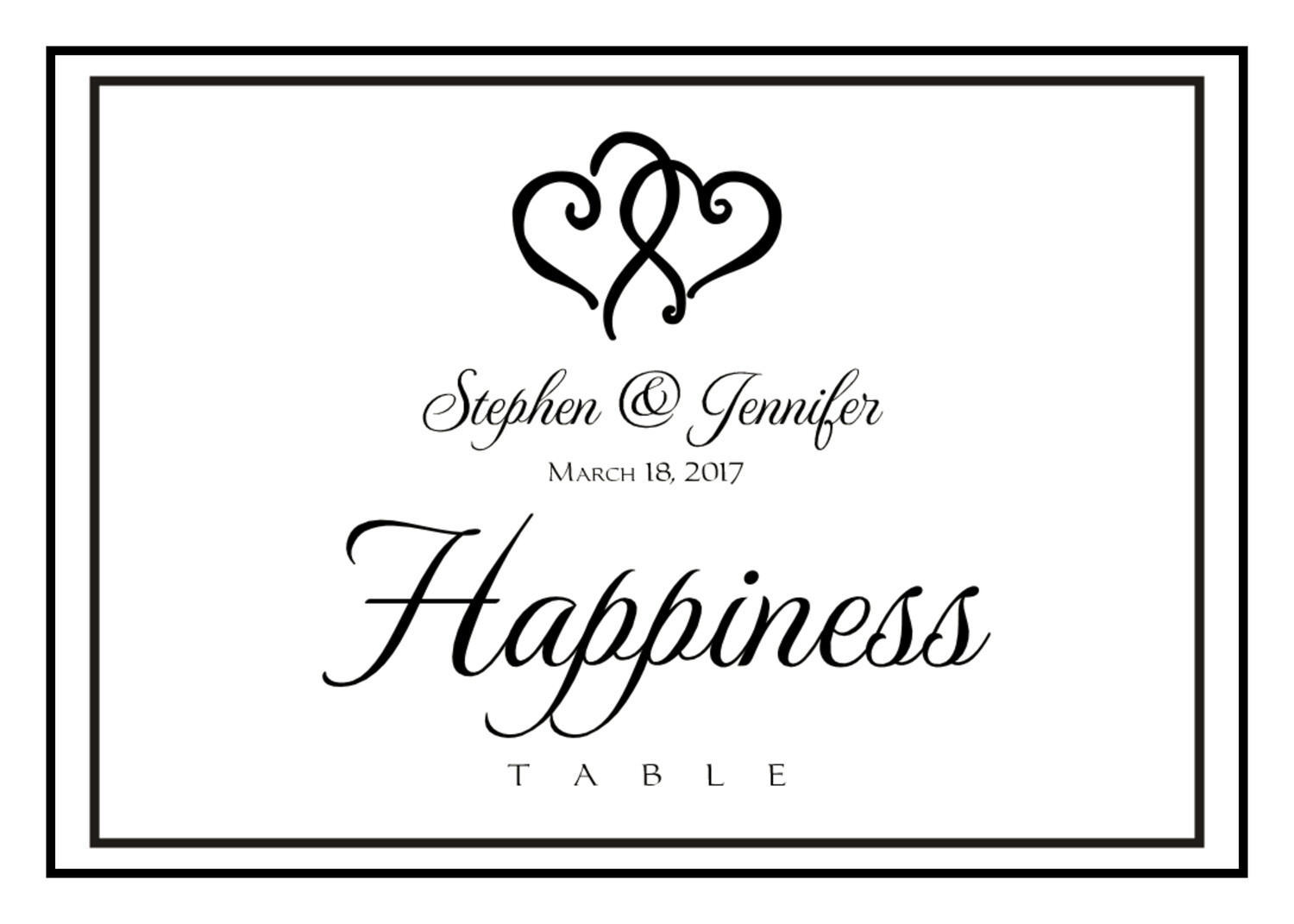Linked Hearts Contemporary and Classic Table Names
