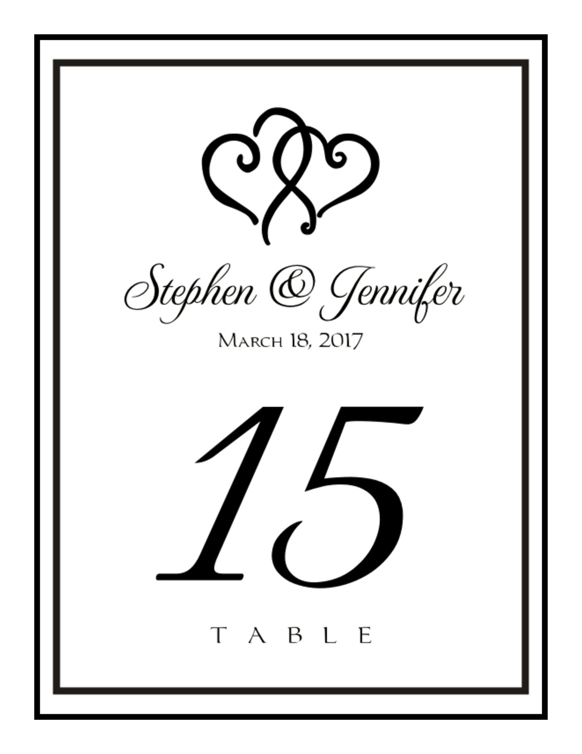 Linked Hearts Contemporary and Classic Table Numbers
