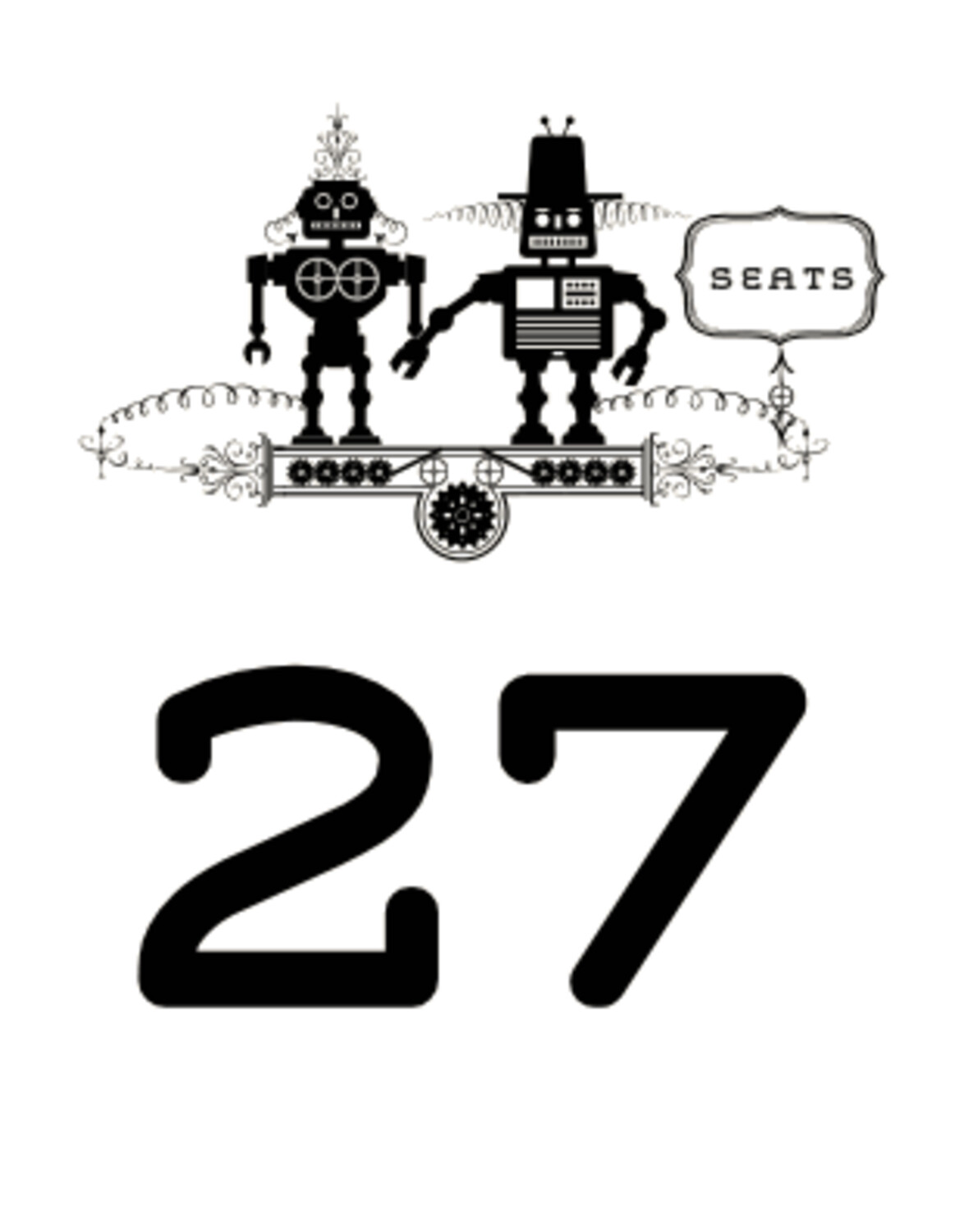 Geek Wedding Love Machine Contemporary and Classic Table Numbers