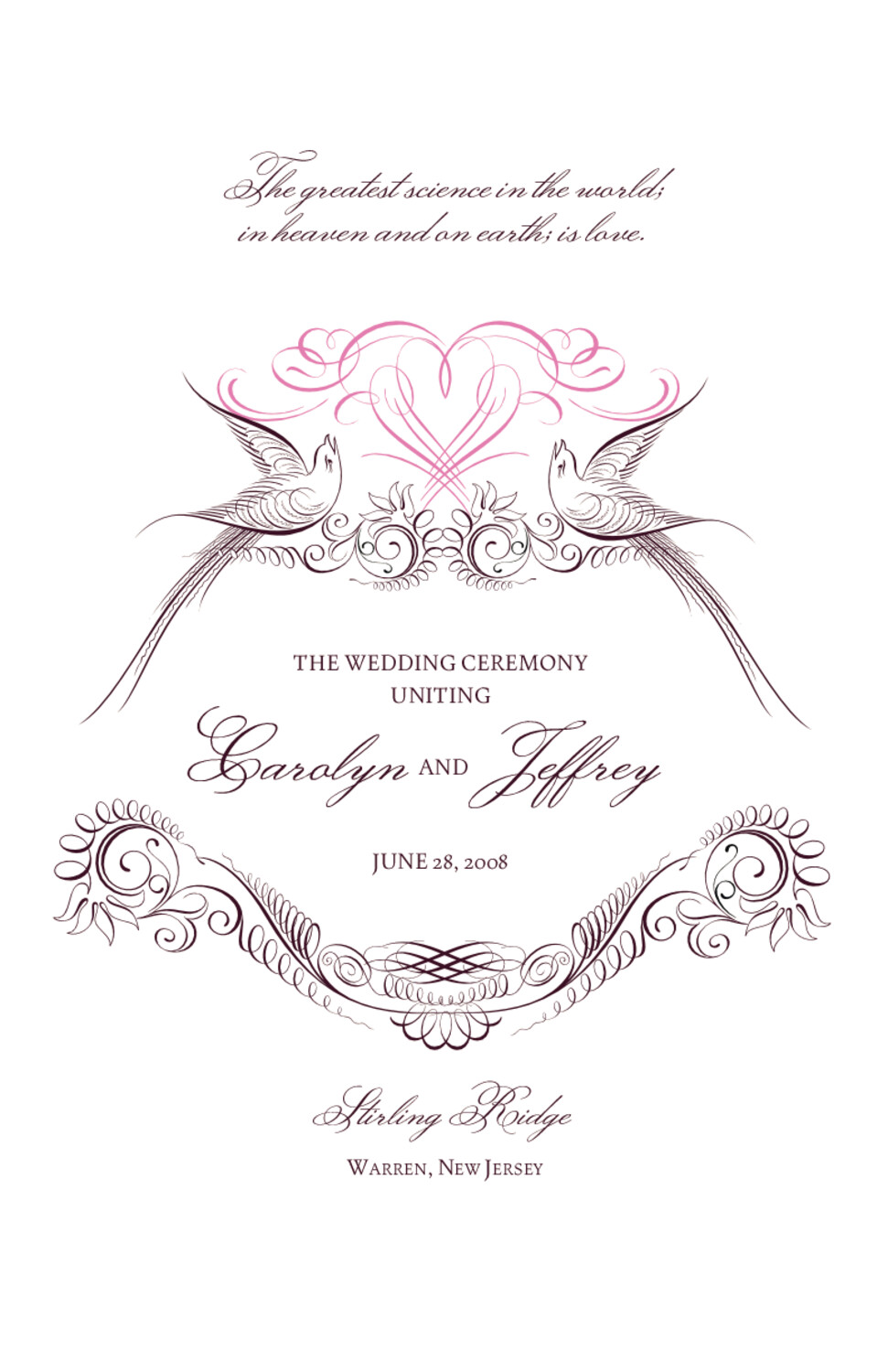 Lovebirds Birds and Butterflies Wedding Programs