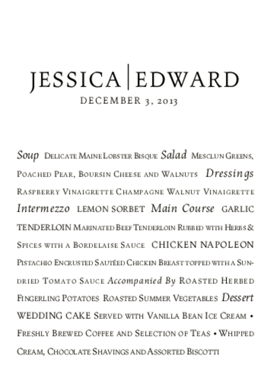 Maiola Monogram Contemporary and Classic Menus