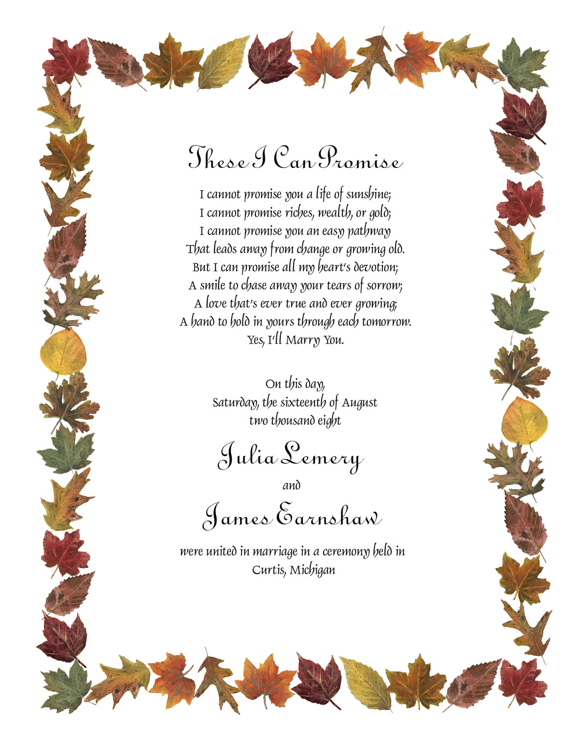 Colorful Leaves Border 01 Autumn Leaves Wedding Certificates