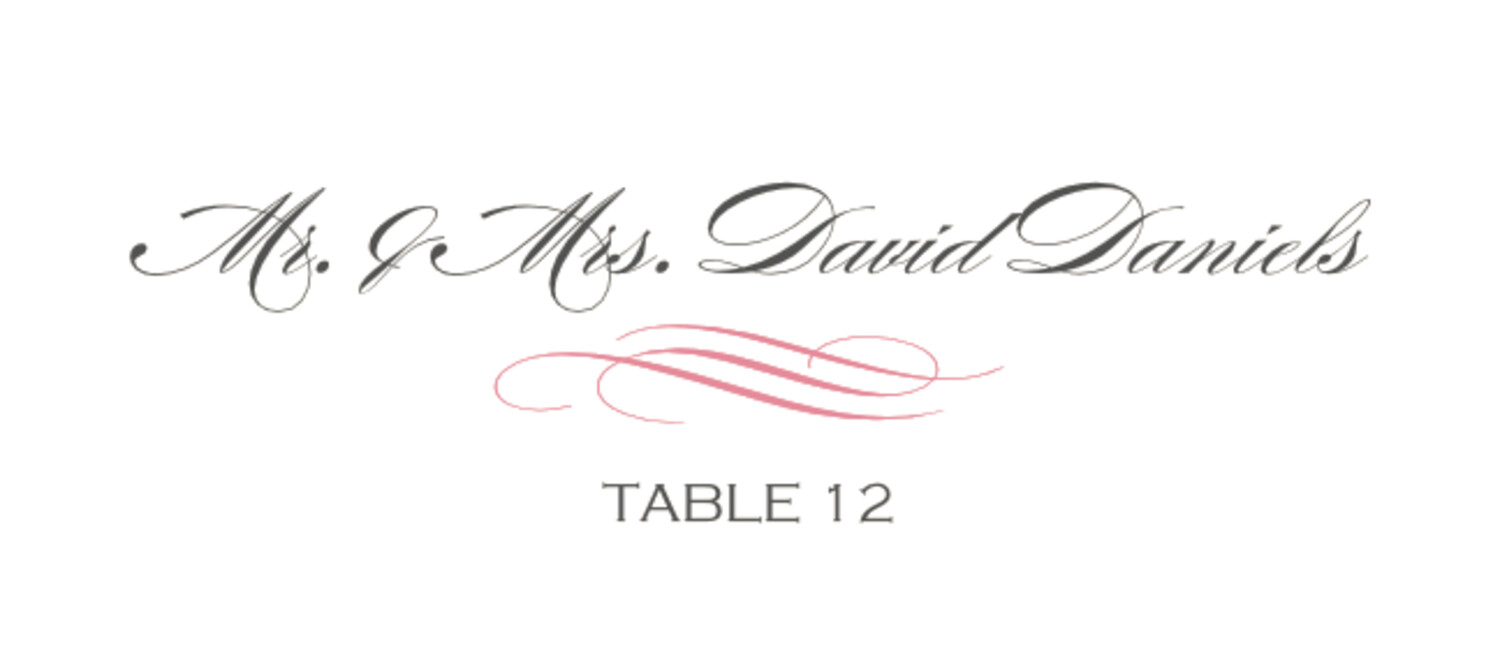 Ornate Line Flourish 0637 Contemporary and Classic Place Cards