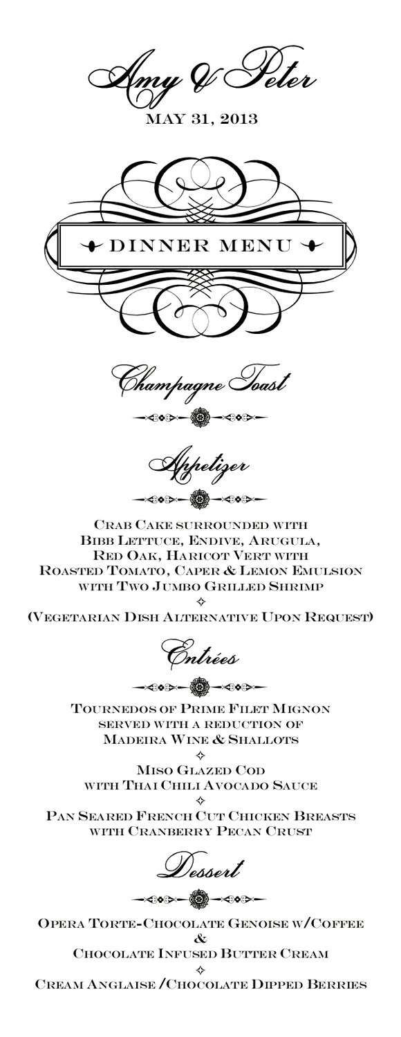 Oval Flourish Contemporary and Classic Menus