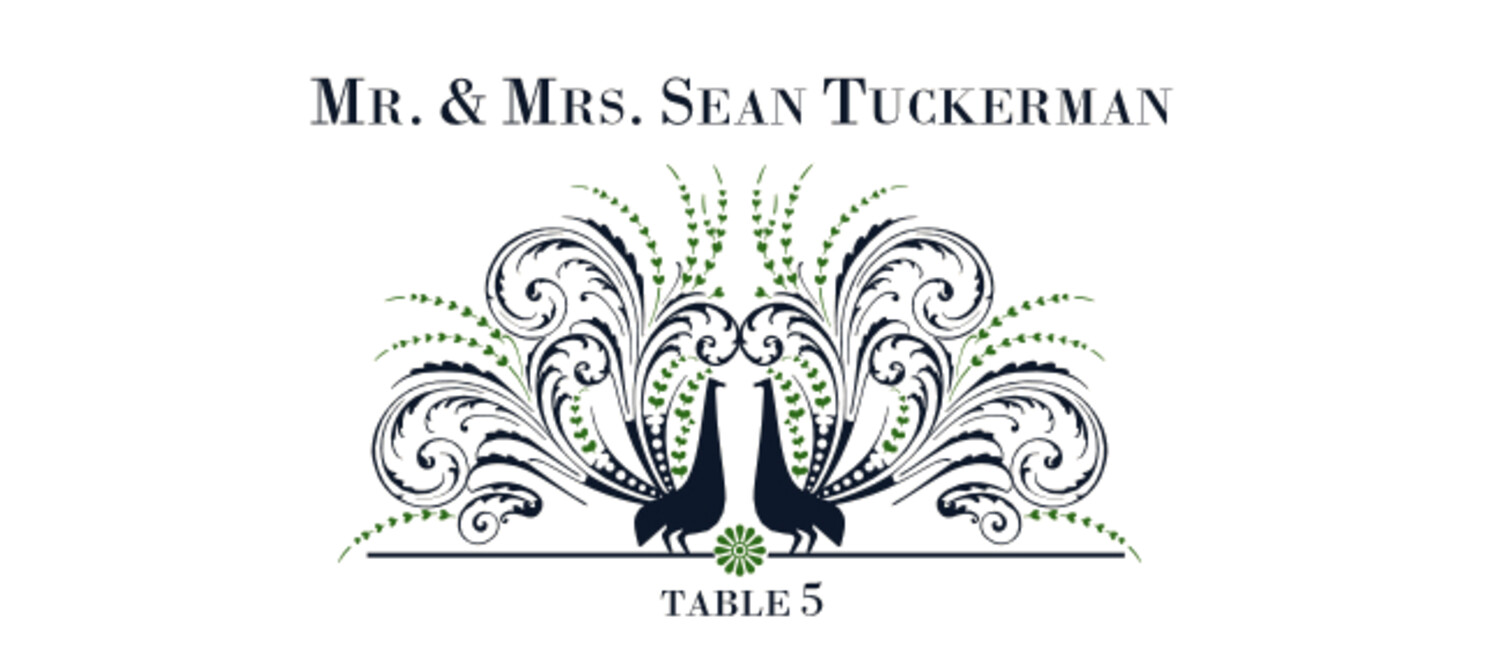 Passionate Peacock Birds and Butterflies Place Cards