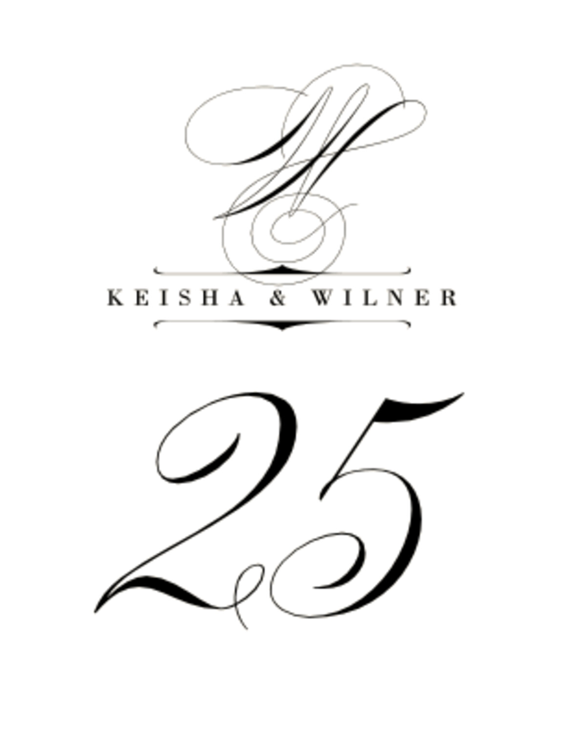 Poem Script Monogram Contemporary and Classic Table Numbers