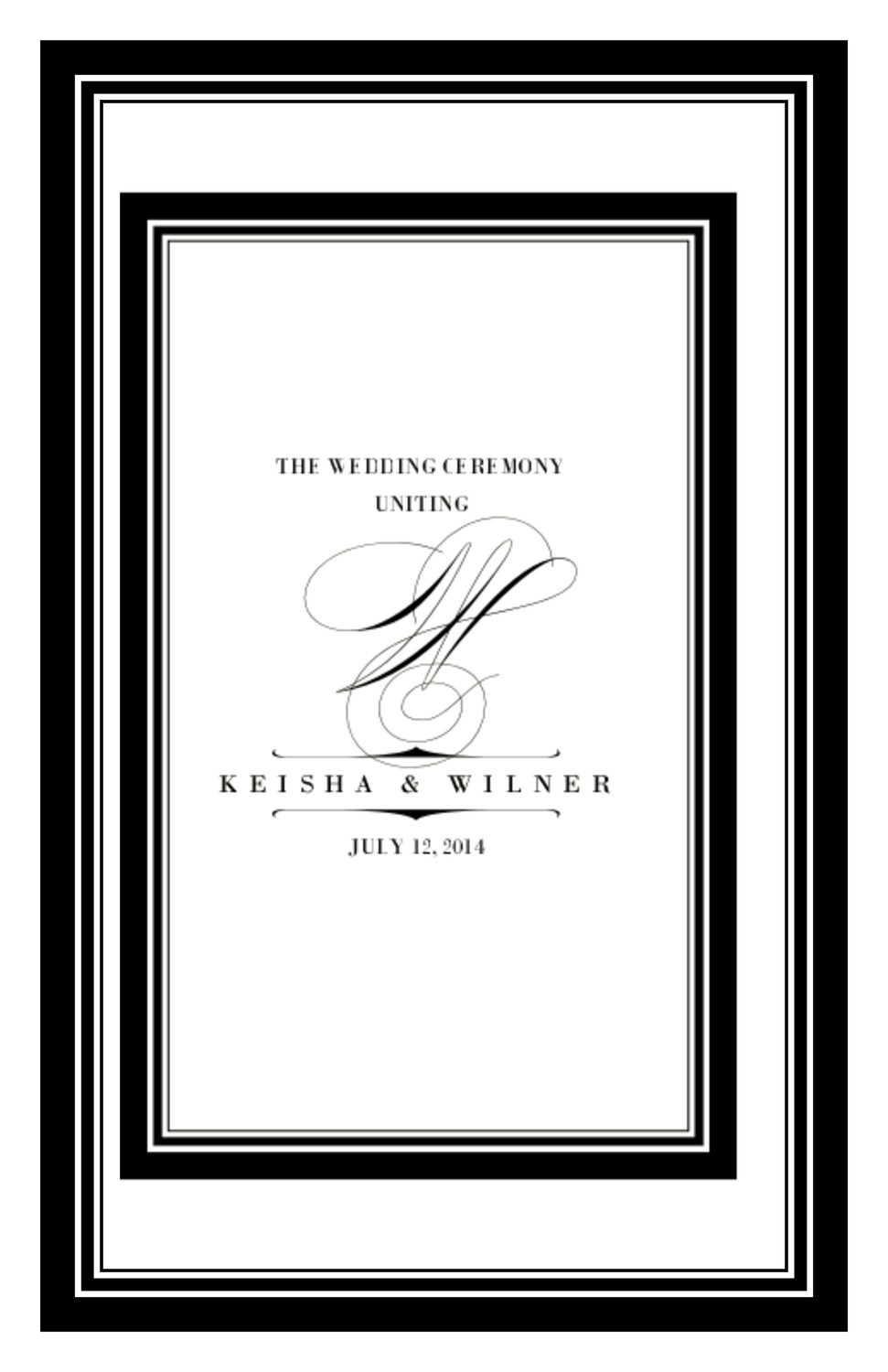 Poem Script Monogram Contemporary and Classic Wedding Programs
