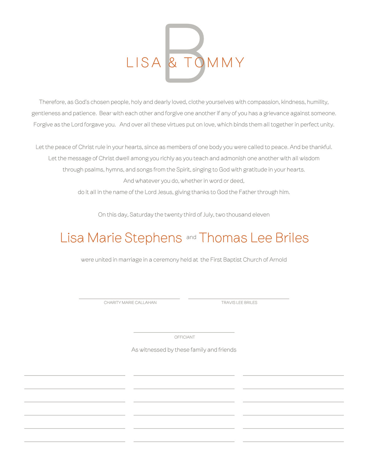 Brownstone Monogram 15 Contemporary and Classic Wedding Certificates