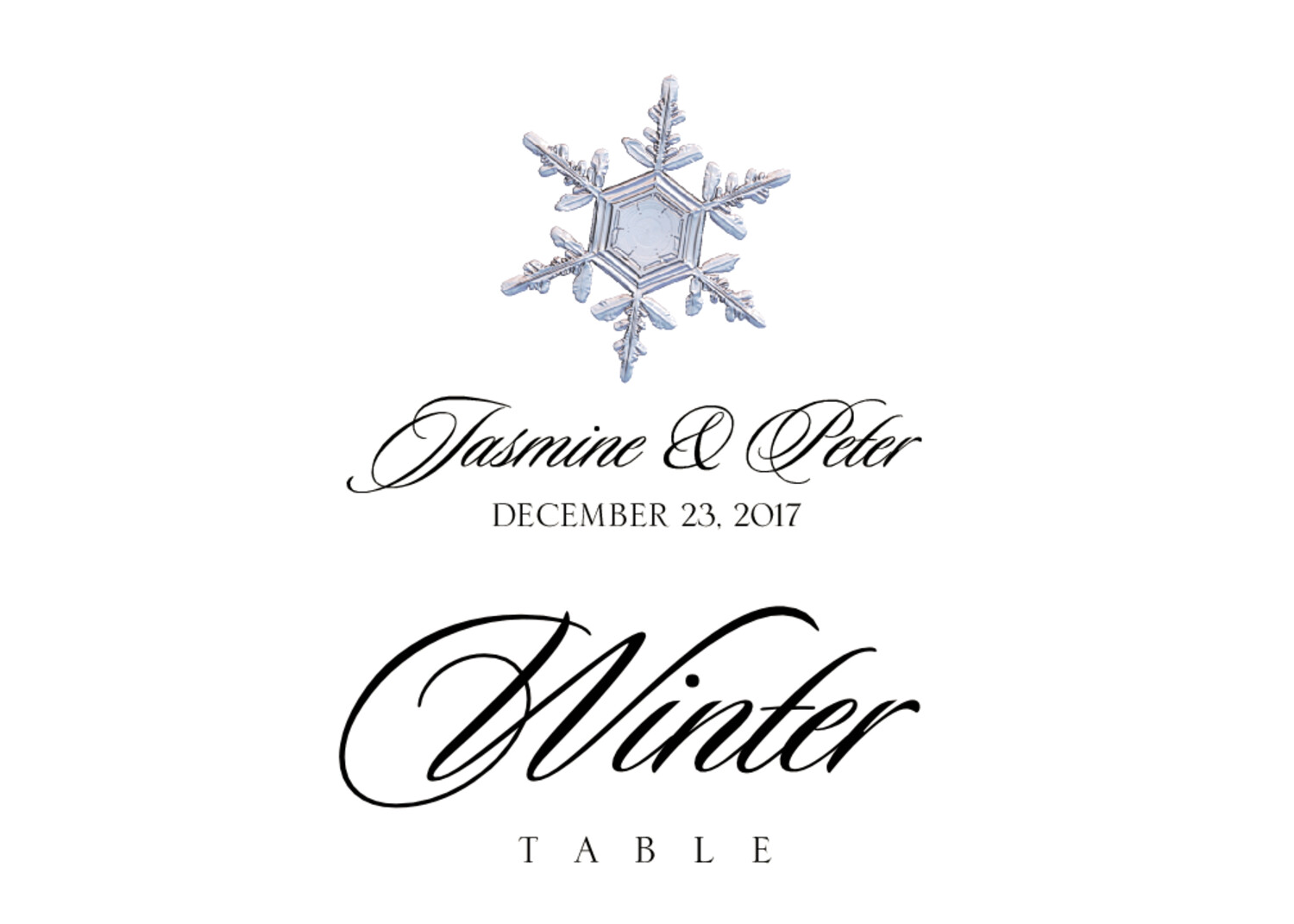 Snowflake Assortment Winter, Snowflake, and Holiday Table Names