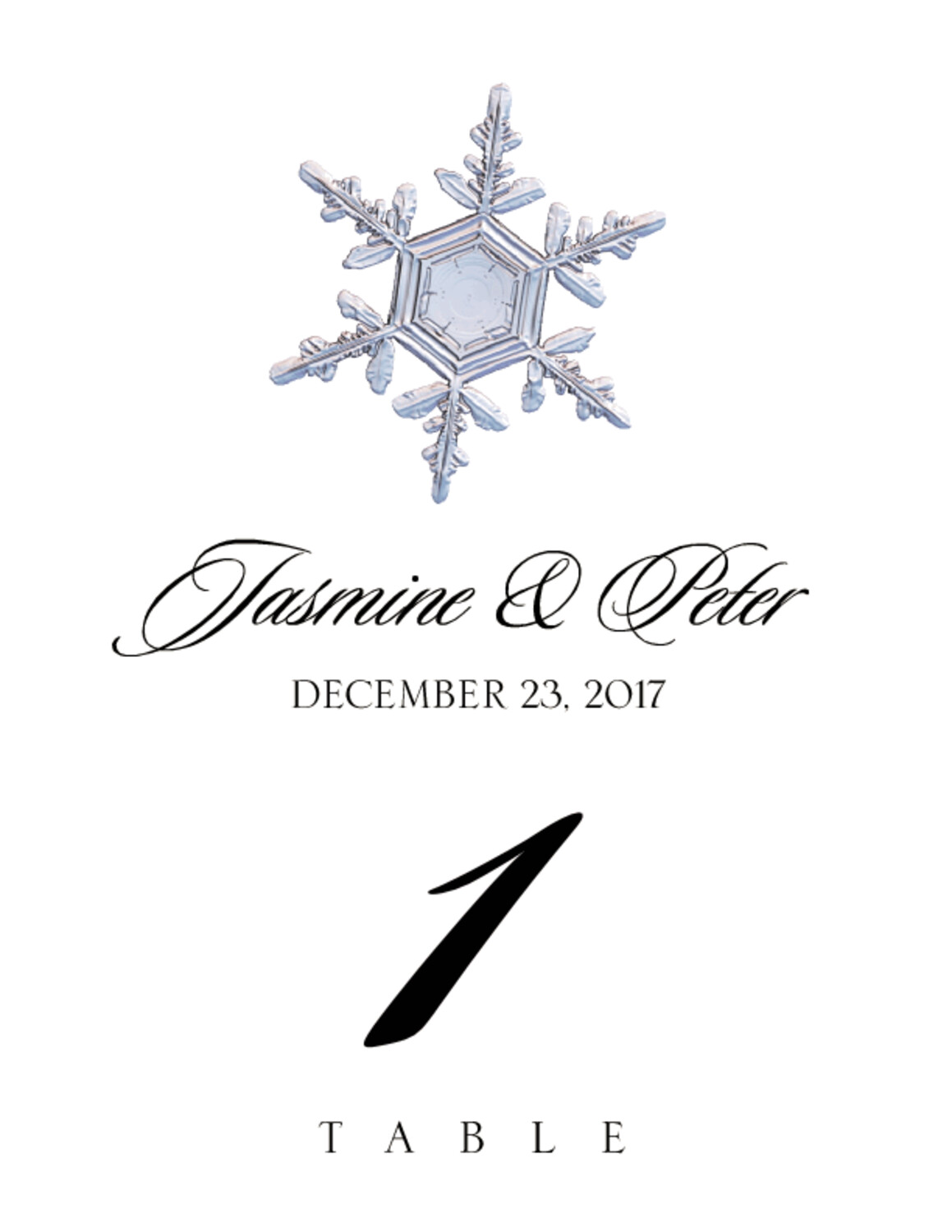 Snowflake Assortment Winter, Snowflake, and Holiday Table Numbers