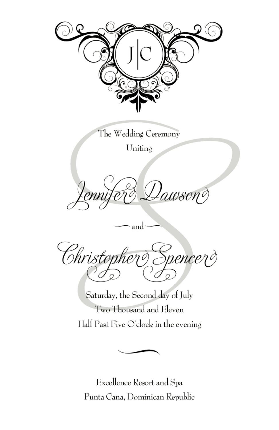 Spiral Swirl Top Contemporary and Classic Wedding Programs