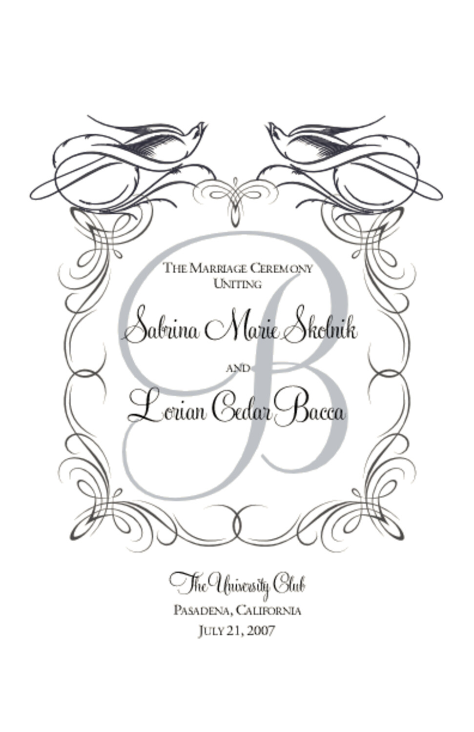 Starling Square Birds and Butterflies Wedding Programs