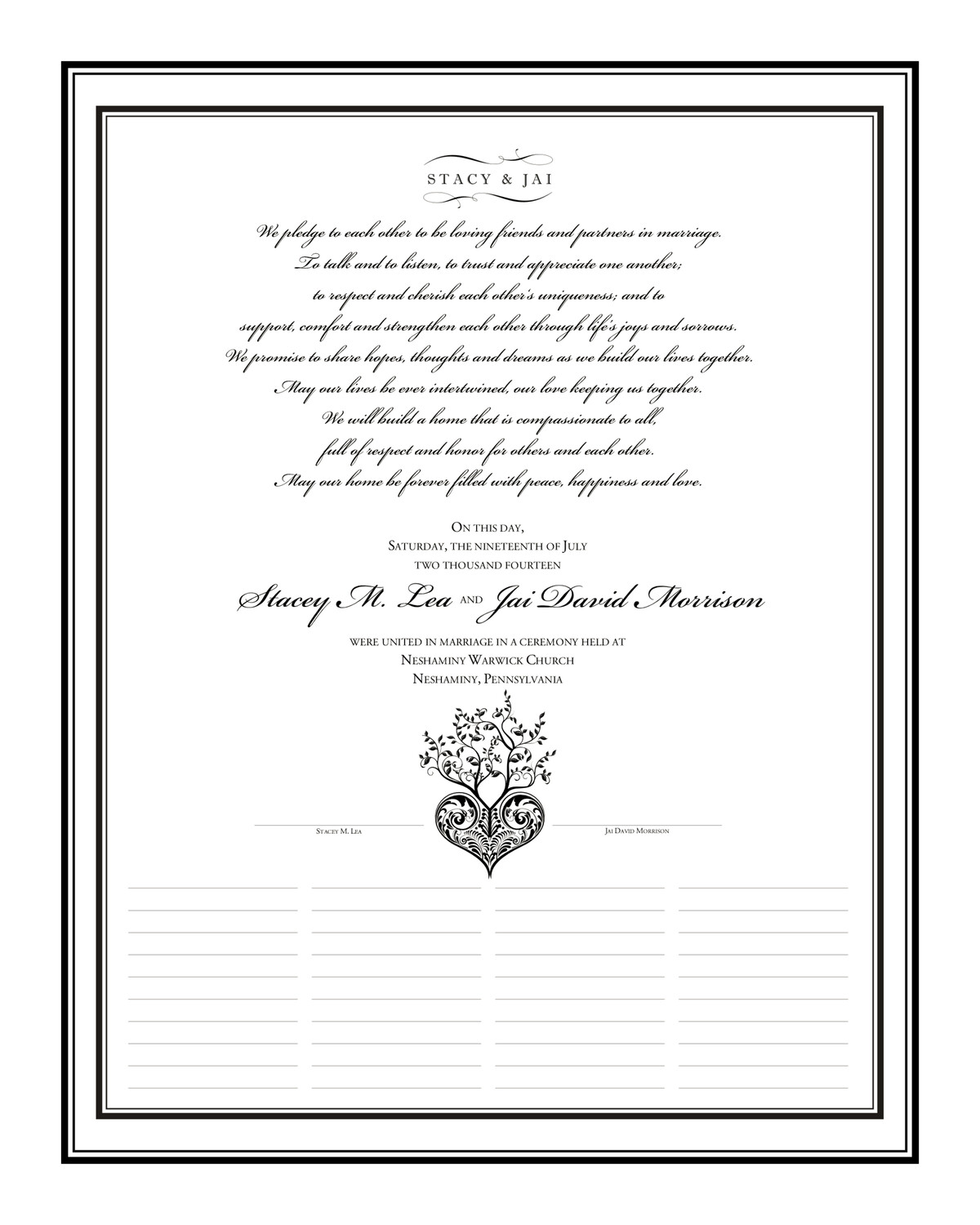 Tree of Life Heart Contemporary and Classic Wedding Certificates