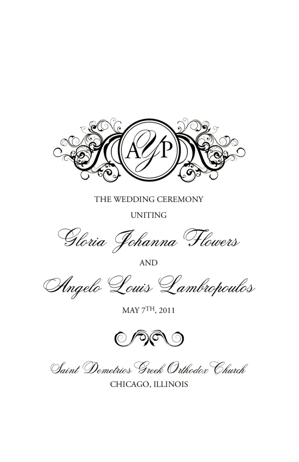 Curly Sue Contemporary and Classic Wedding Programs