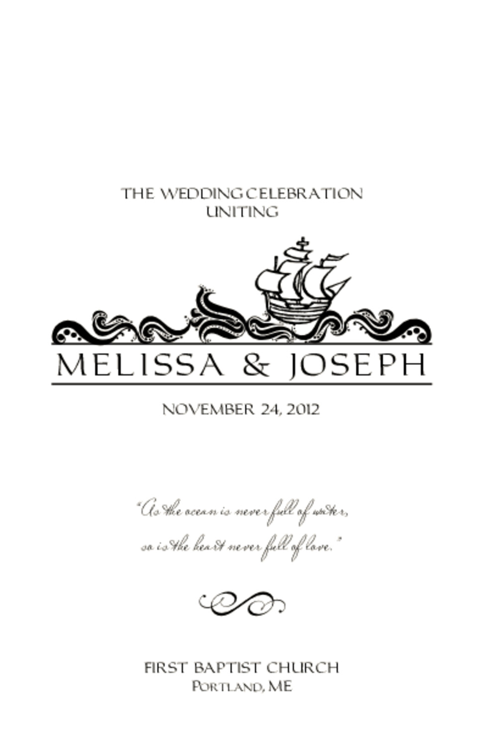 Wavy Sea Creatures Beach and Seashell Wedding Programs
