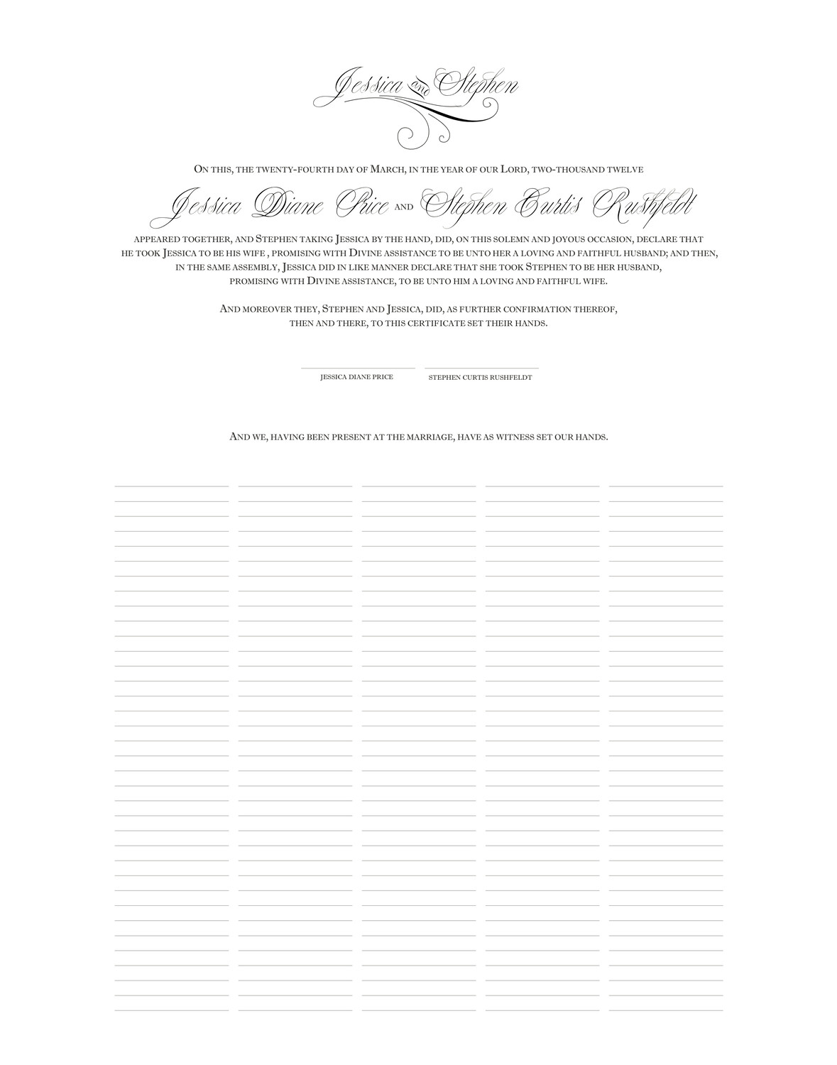 Yves Monogram Contemporary and Classic Wedding Certificates