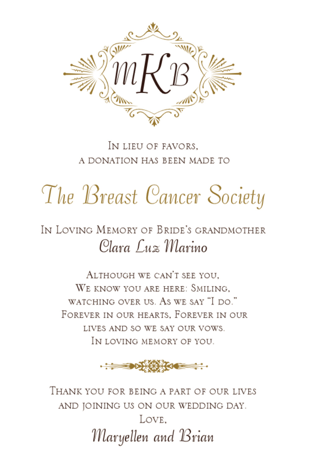 Carmine Tango Monogram Contemporary and Classic Donation Cards