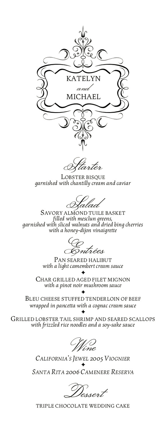 Monsieur Victorian Frame Contemporary and Classic Menus