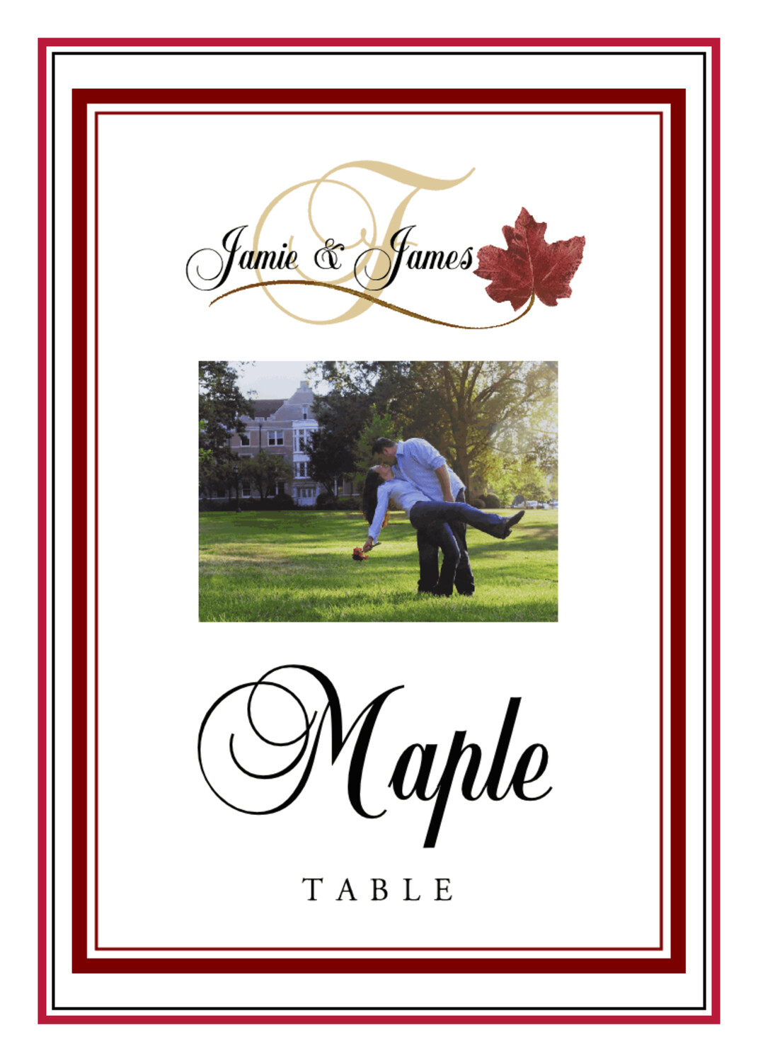 Fall in Love Photo Table Names