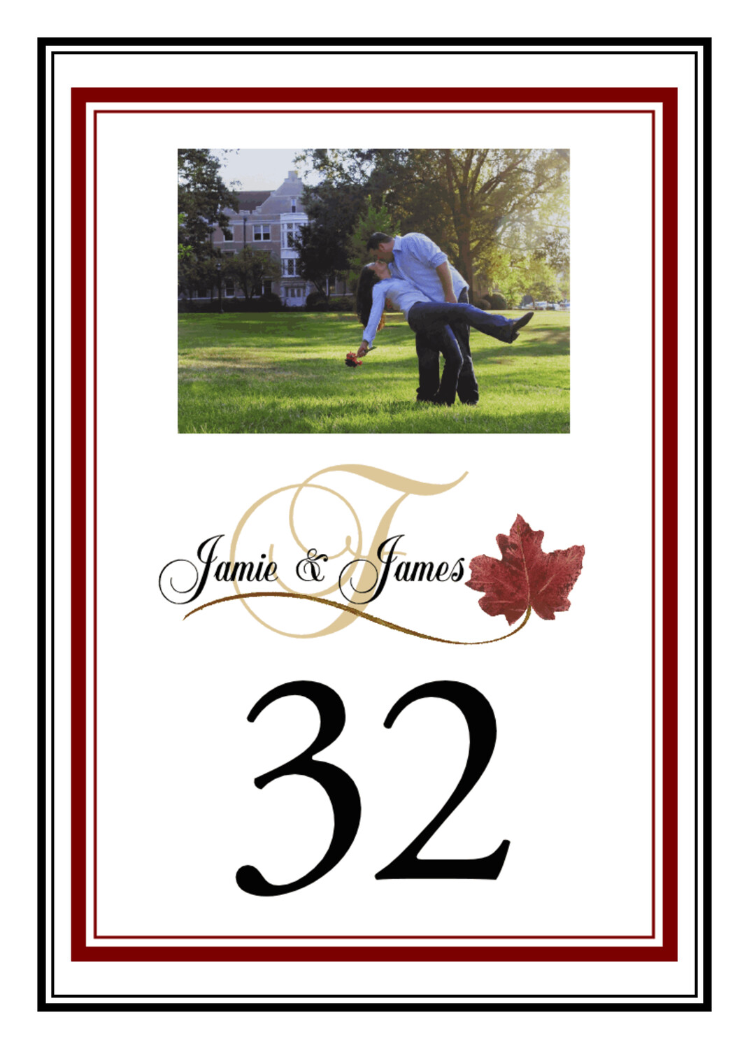 Fall in Love Autumn and Fall Leaves Table Numbers