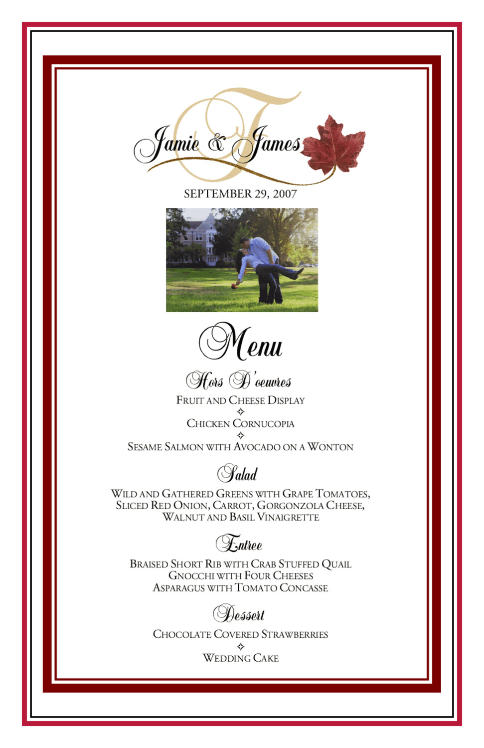 Fall in Love Photo Menus