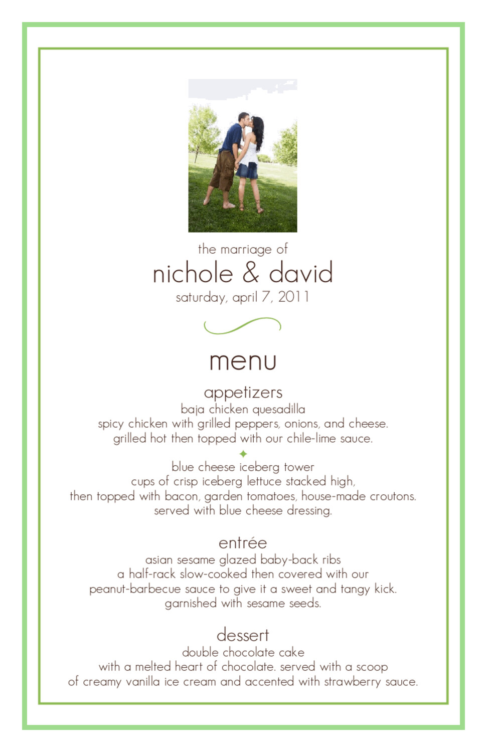 Springtime Fancy Photo Menus