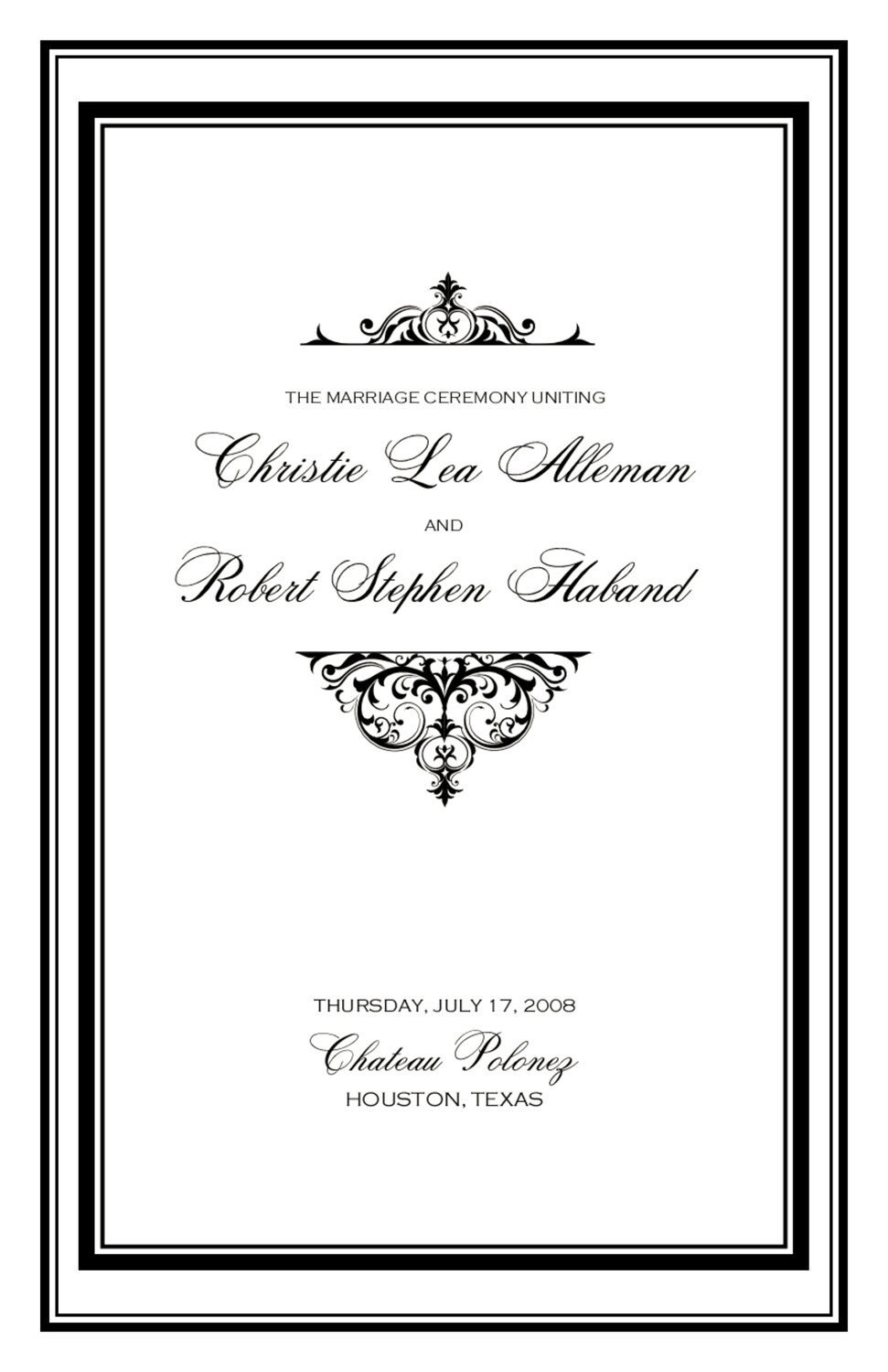 Abbey Cocktail Contemporary and Classic Wedding Programs