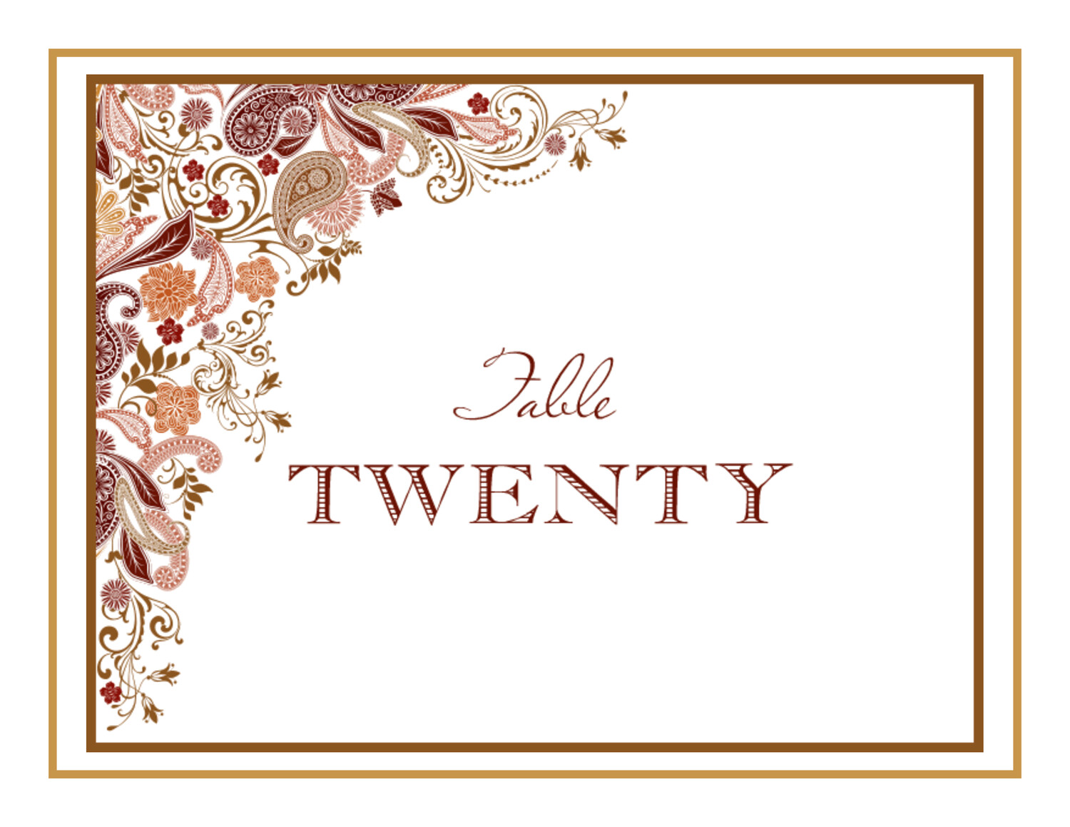 Paisley Garden Contemporary and Classic Table Names